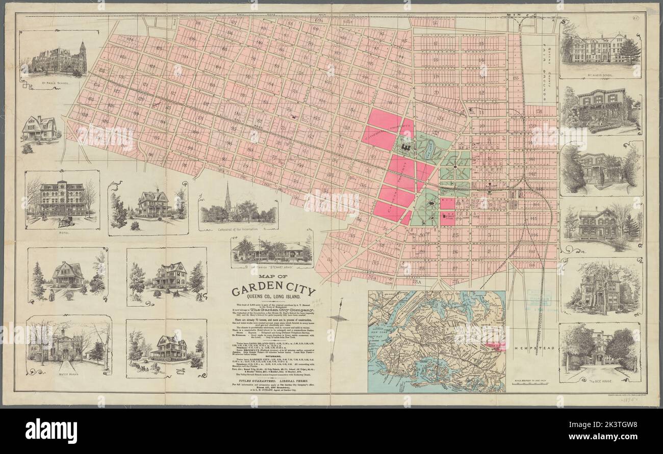 Mappa di Garden City, Queens Co., Long Island Mappa di Garden City, Queens County, Cartografia di Long Island. Mappe, mappe catastali. 1895. Lionel Pincus e la Principessa Firyal Map Division. Real Property , New York (state) , Garden City, Garden City (N.Y.), Nassau County (N.Y.), New York (N.Y.) Foto Stock