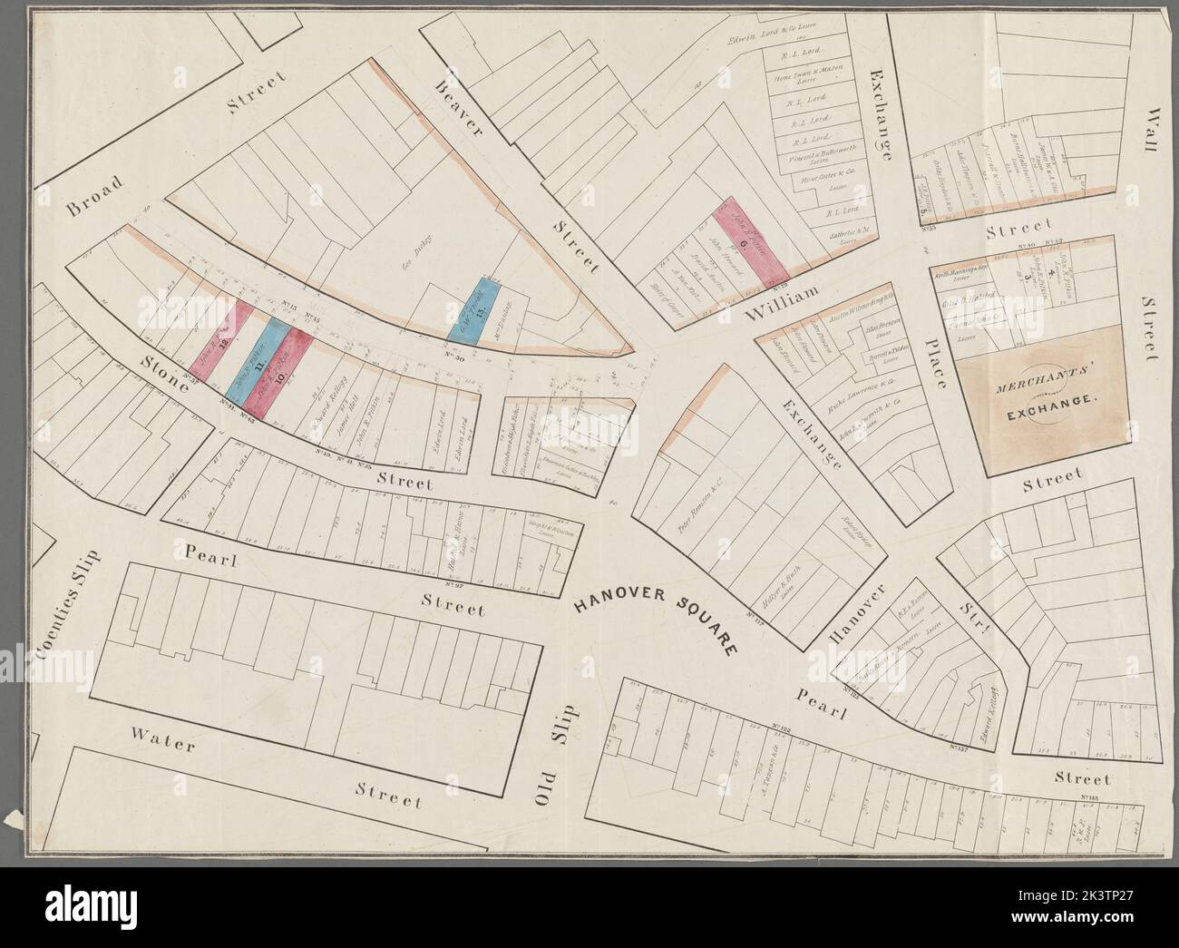 Mappa & piano del contemplato ampliamento e l'estensione di William Strt da Maiden Lane a Broad St.. Un secondo esempio del foglio meridionale della mappa cartografica precedente. Mappe catastali, Mappe. 1835. Lionel Pincus e la Principessa Firyal Map Division. Stati Uniti , New York (stato) , New York, proprietari terrieri , New York (stato) , New York, Real Property , New York (stato) , New York, Real property auctions , New York (stato) , New York, Wall Street (New York, N.Y.), Lower Manhattan (New York, N.Y.), Manhattan (New York, N.Y.) Foto Stock