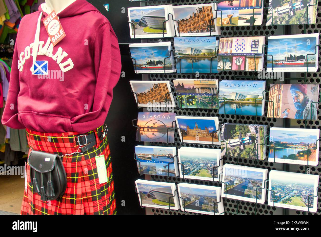 Negozio turistico che vende cimeli Glasgow, Scozia, Regno Unito Foto Stock