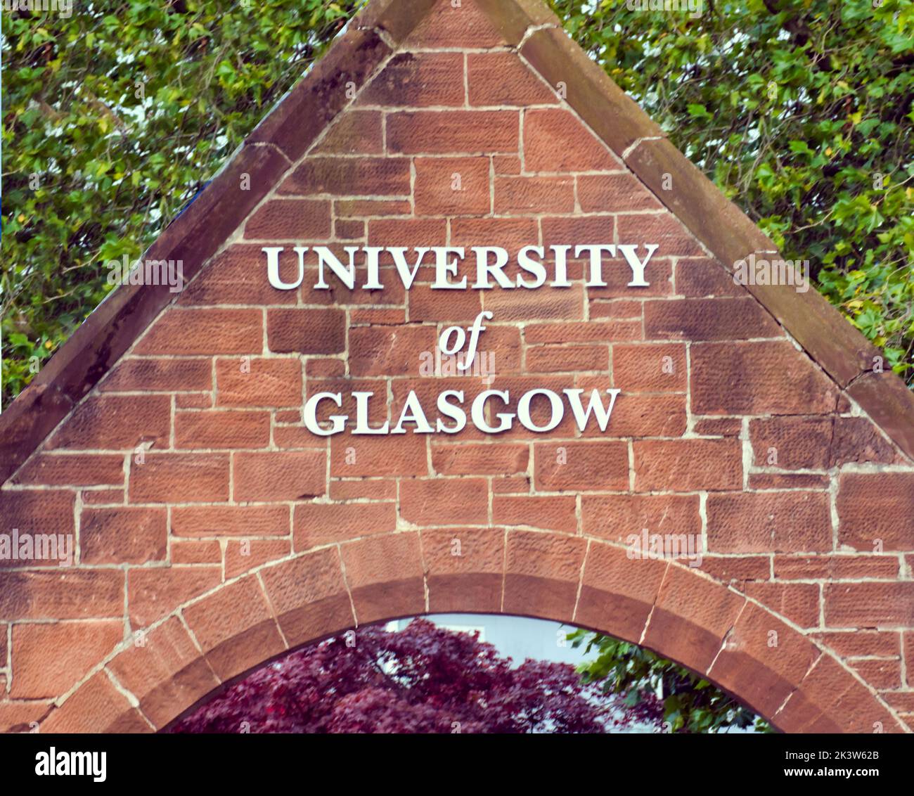 Ingresso all'università di glasgow segno a Glasgow, Scozia, Regno Unito Foto Stock