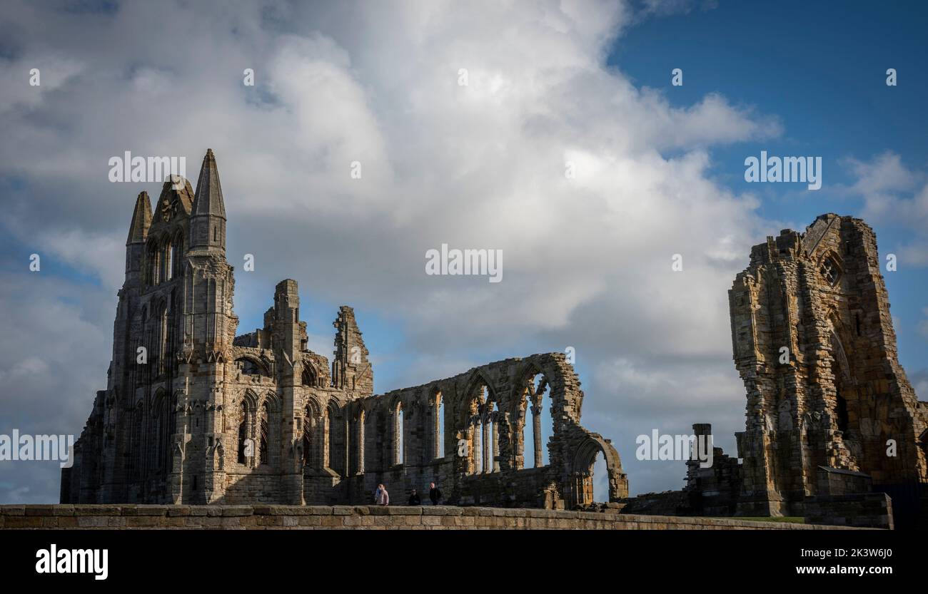 Le rovine di Whitby Abbey, North Yorkshire, Regno Unito Foto Stock
