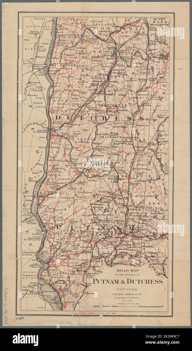 Road map delle contee di Putnam & Dutchess, New York Cartographic. Mappe, mappe stradali. 1898. Lionel Pincus e la Principessa Firyal Map Division. Strade , New York (Stato) , Putnam County, Railroads , New York (Stato) , Putnam County, Roads , New York (Stato) , Dutchess County, Railroads , New York (Stato) , Dutchess County, Putnam County (N.Y.), Dutchess County (N.Y.) Foto Stock