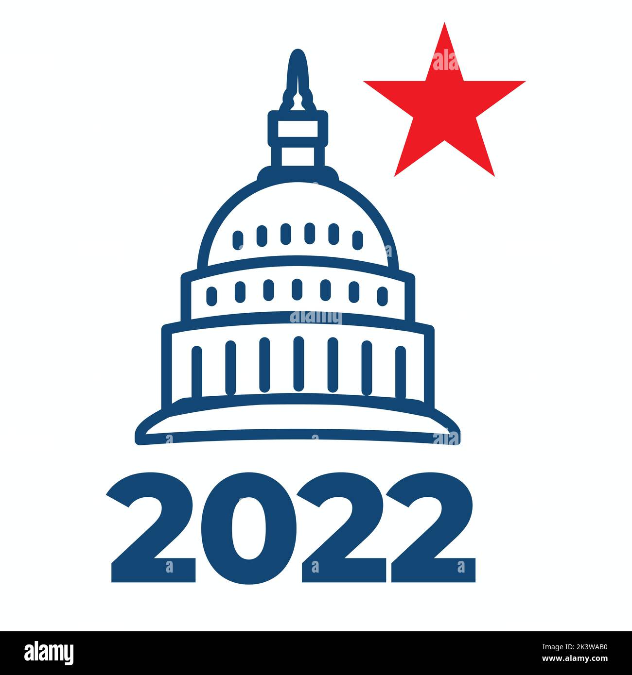 2022 Design delle elezioni di metà mandato con l'icona Red White Blue Vote Illustrazione Vettoriale