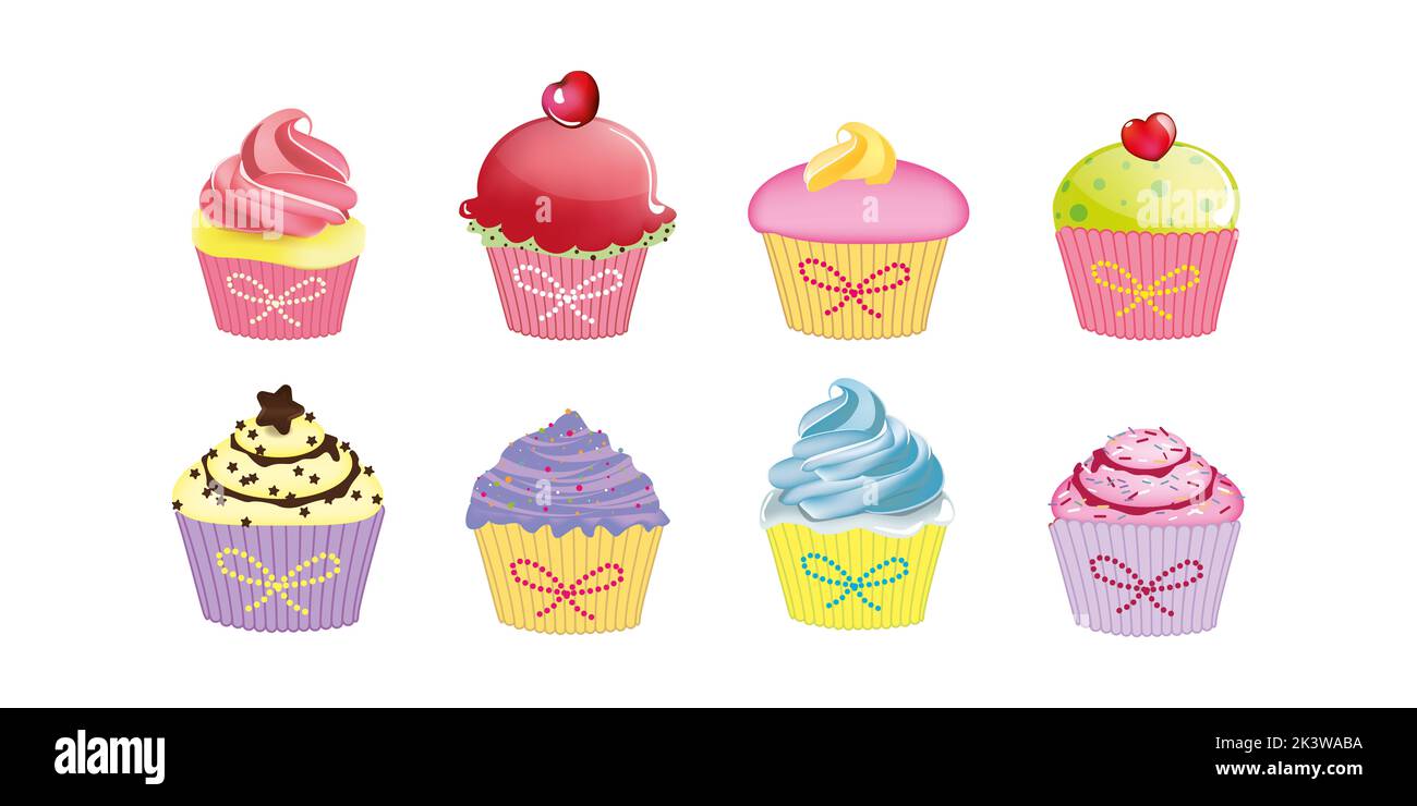 Piccolo colore cupcakes banner - pasticceria avido tempo tema di progettazione Foto Stock