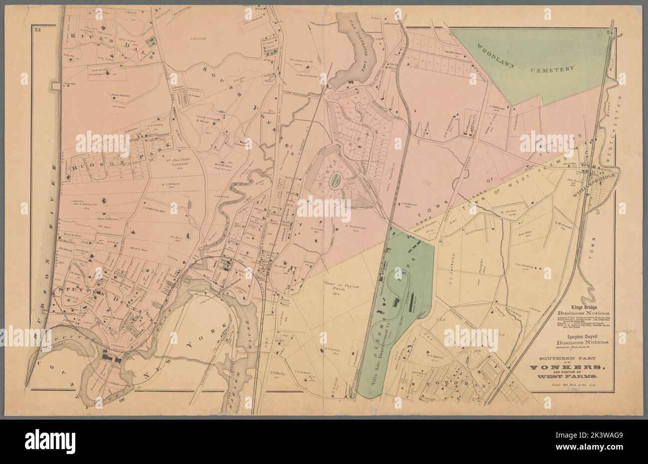 Parte meridionale di Yonkers, e parte di West Farms Cartographic. Mappe, mappe catastali. 1872. Lionel Pincus e la Principessa Firyal Map Division. Real Property , New York (state) , Yonkers, landowners , New York (state) , Yonkers, Yonkers (N.Y.), West Farms (New York, N.Y.), Spuyten Duyvil (New York, N.Y.), Riverdale (New York, N.Y.) Foto Stock