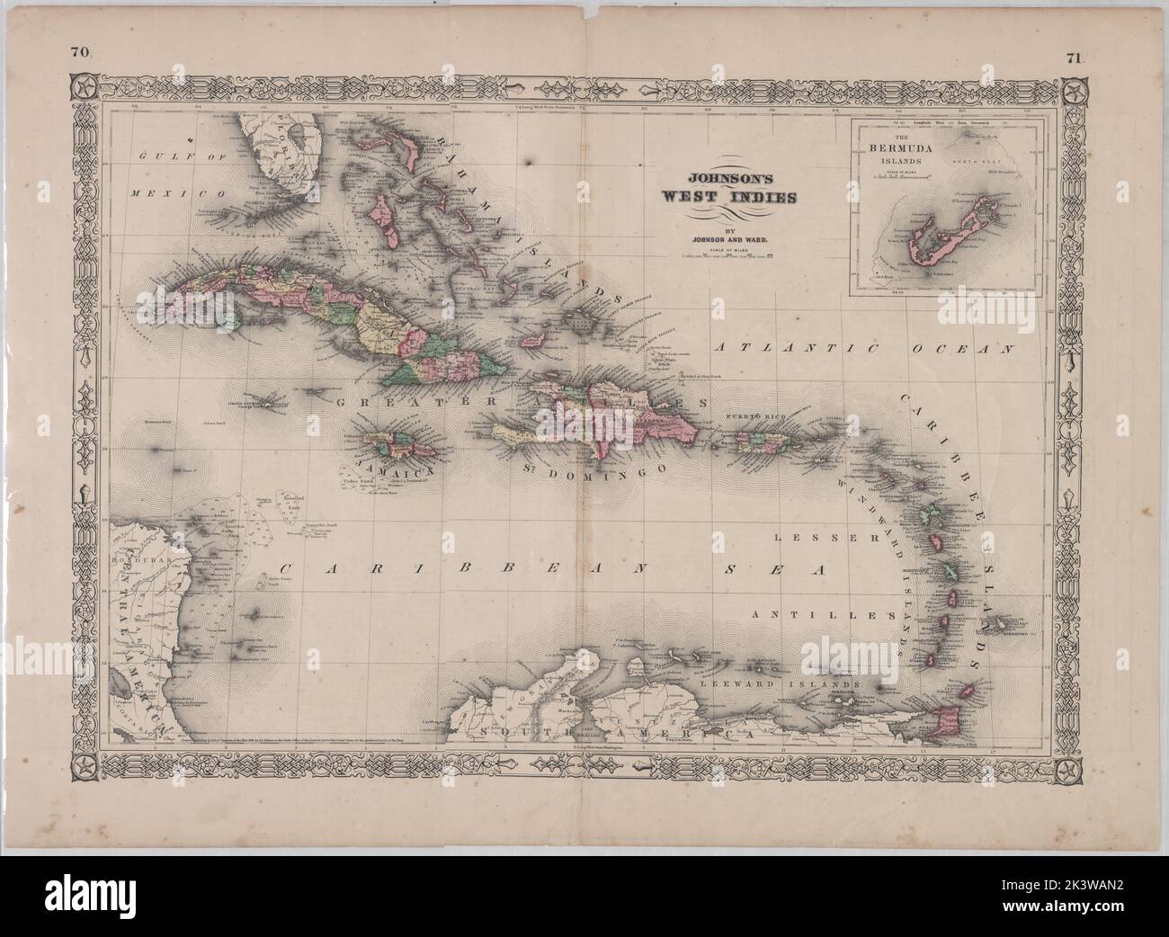 Cartografia delle Indie Occidentali di Johnson. Mappe. 1864. Schomburg Center for Research in Black Culture, Jean Blackwell Hutson Research and Reference Division. Isole Bermuda , Mappe Foto Stock