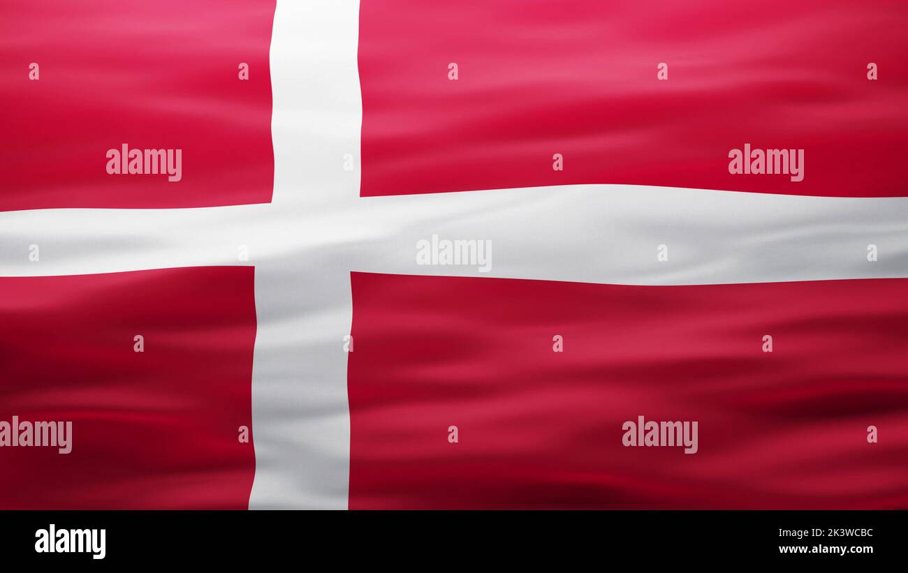 Bandiera danese, trama di seta increspata - immagine frontale 3D Foto Stock