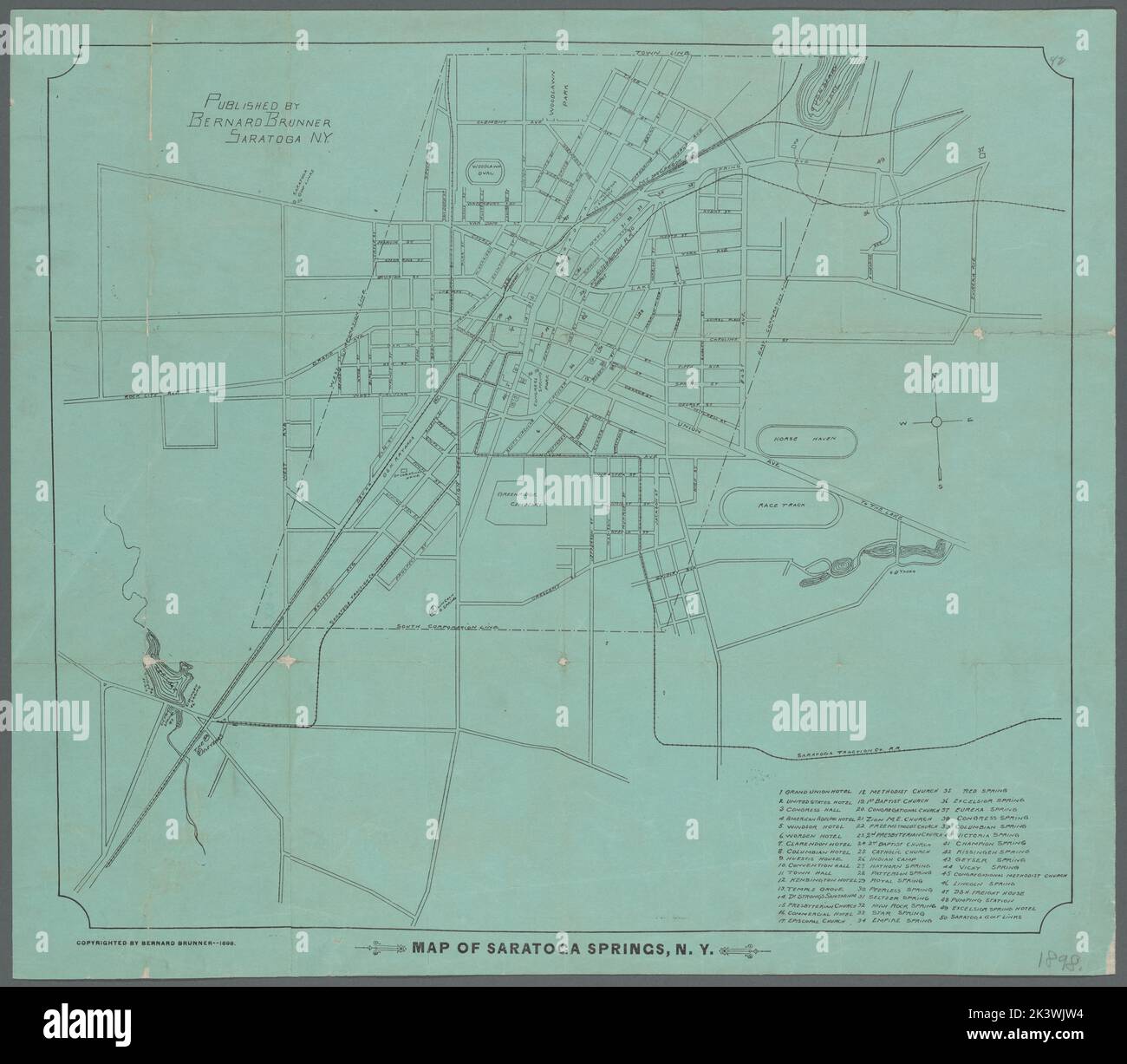 Mappa di Saratoga Springs, N.Y. cartografica. Mappe. 1898. Lionel Pincus e la Principessa Firyal Map Division. Street-railroads , New York (state) , Saratoga Springs (N.Y.), Saratoga Springs (N.Y.) Foto Stock