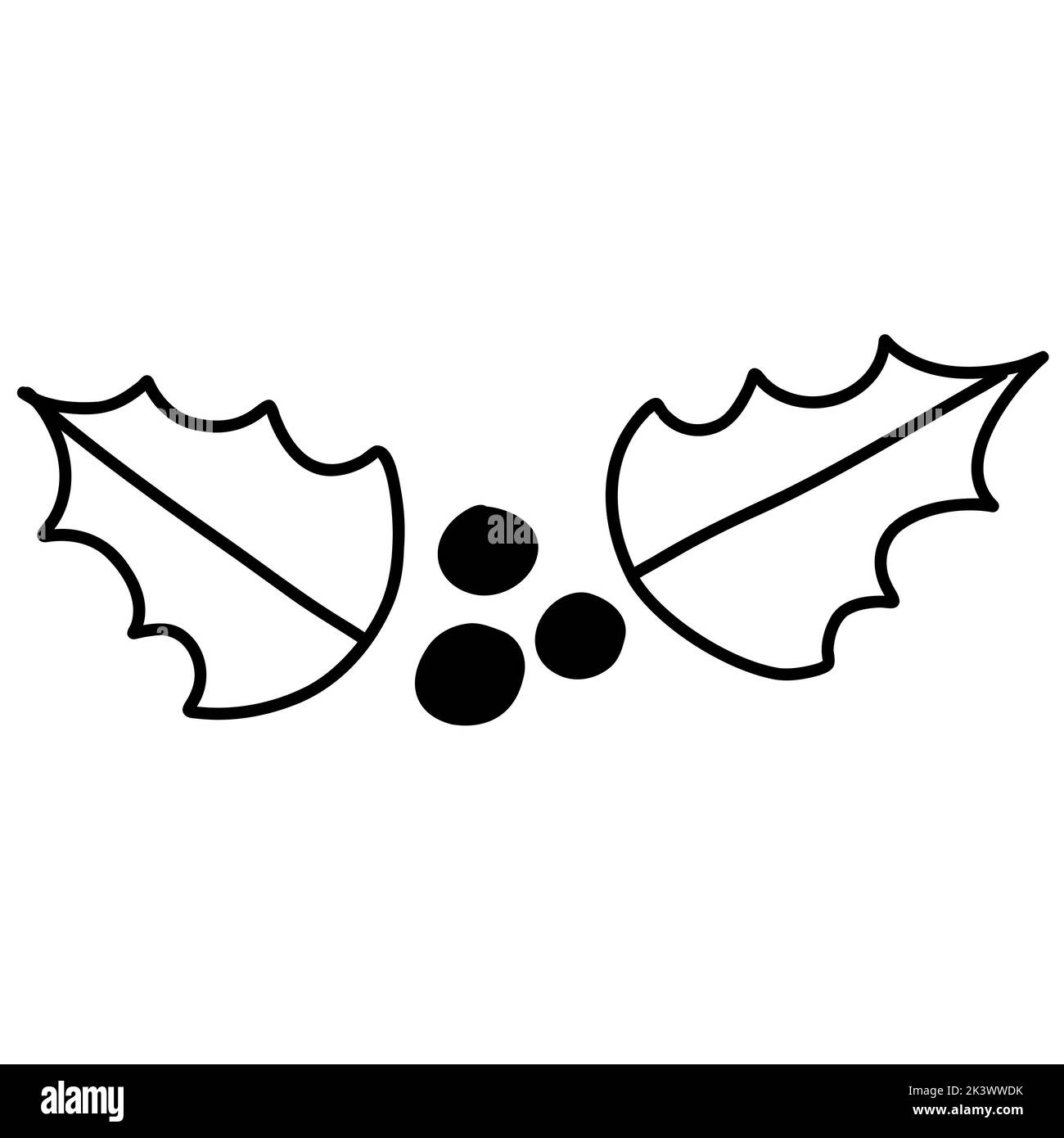 Mano disegnata doodle del ramo di Natale Mistletoe in formato vettoriale per l'uso di fotoricettore, di stampa, o di pubblicità. Illustrazione Vettoriale