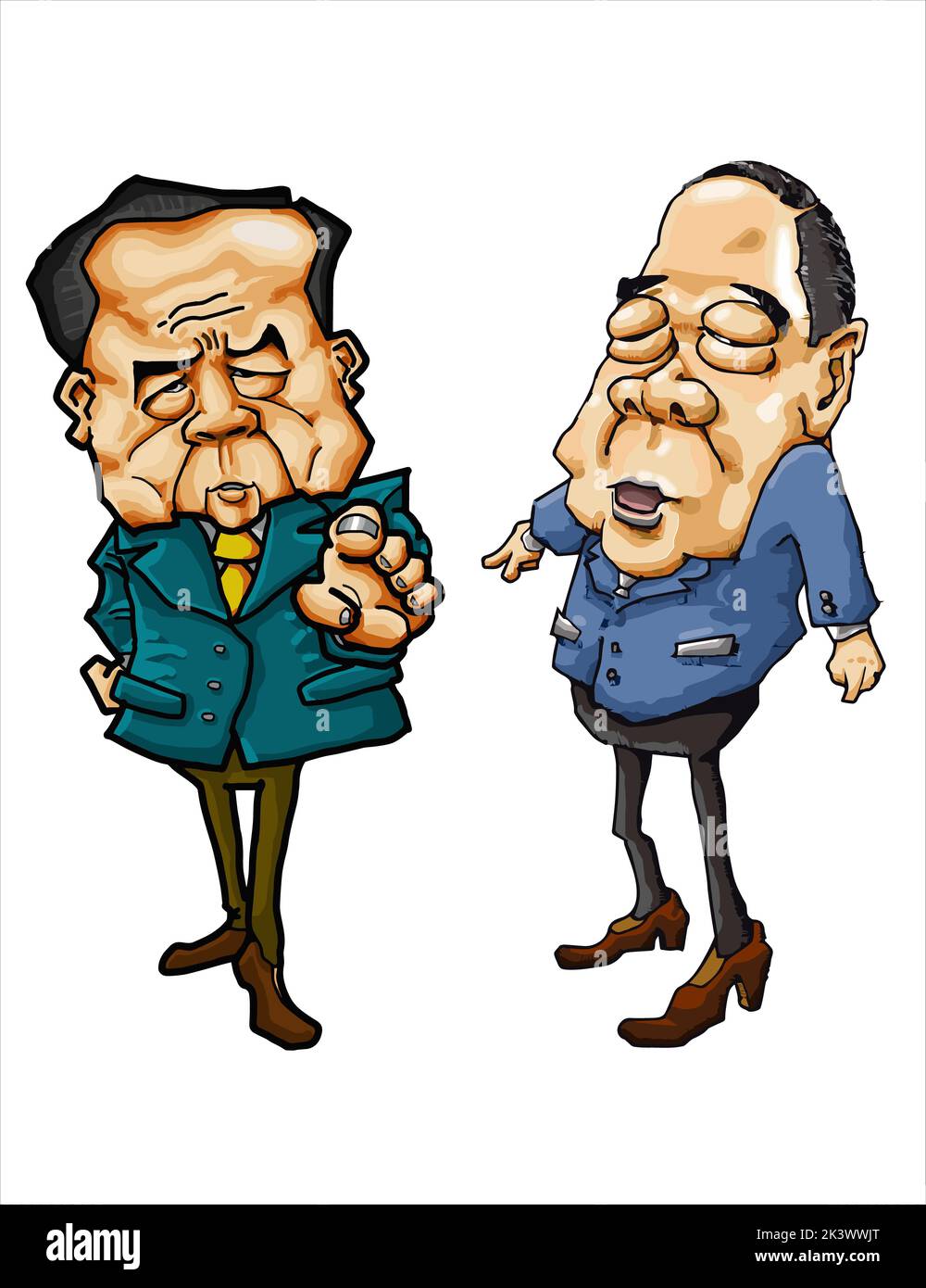 Due politici del primo ministro e vice primo ministro thailandesi, cartone animato, vettore. Foto Stock