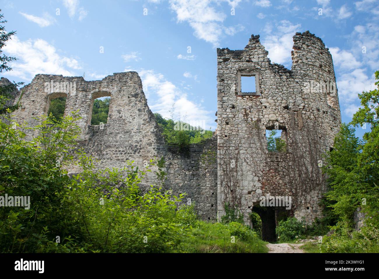 Rovine dell'antica città di Samobor, Croazia. Foto Stock