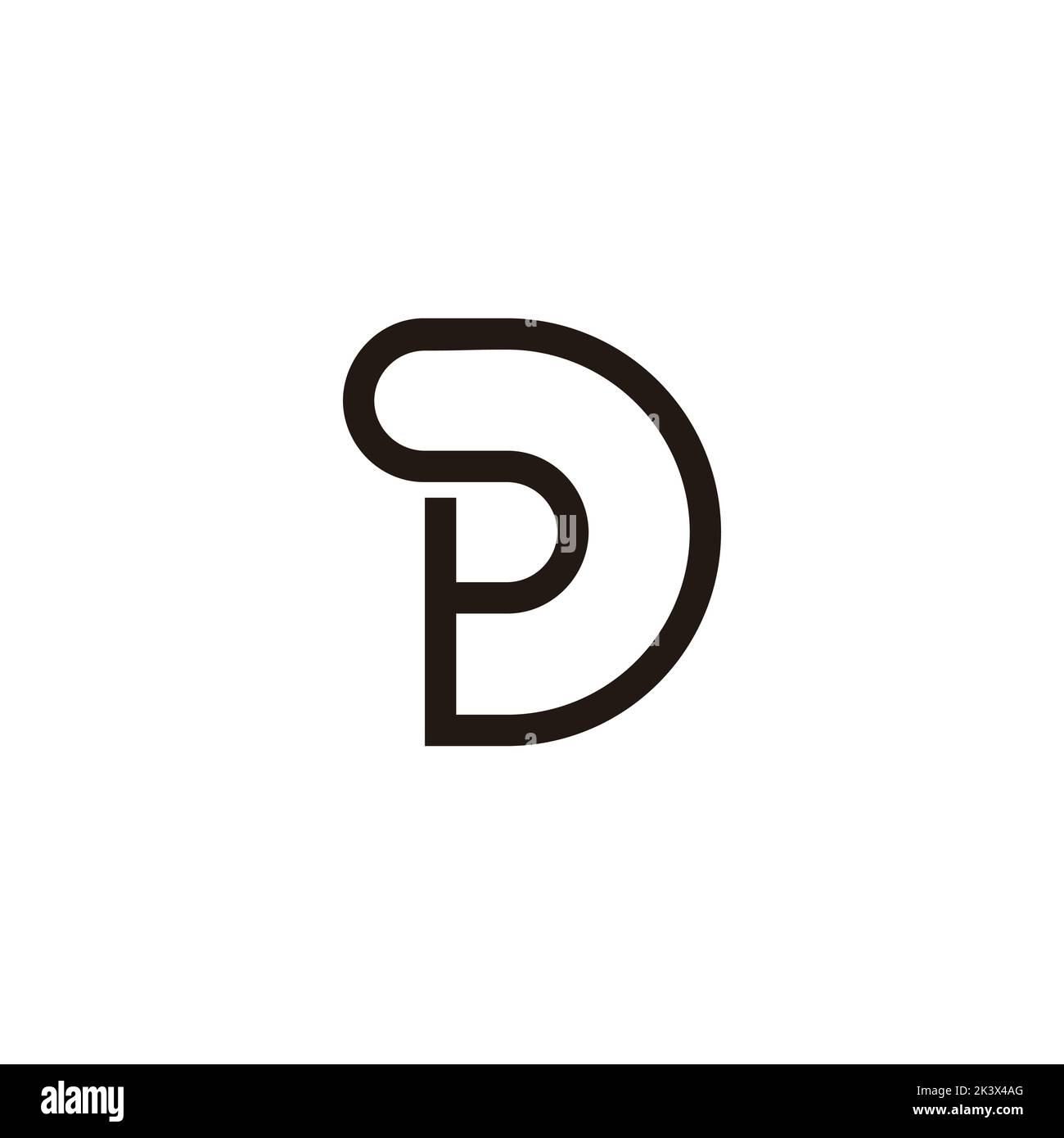 lettera spd curva vettore logo linea mono Illustrazione Vettoriale