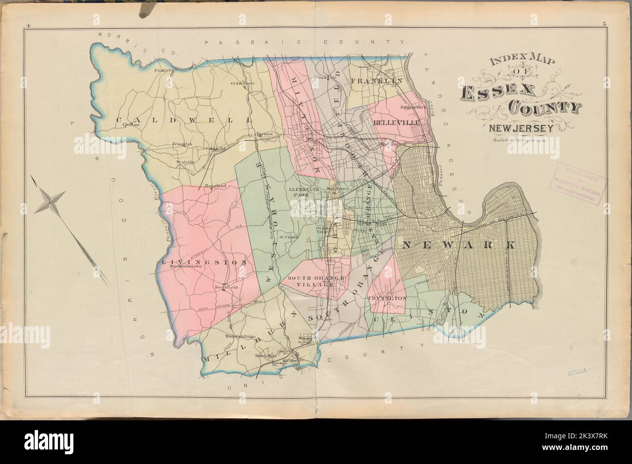 Indice Mappa cartografica. Atlanti, Mappe. 1881. Lionel Pincus e la Principessa Firyal Map Division. Contea di Essex (N.J.), Real Property , New Jersey , Contea di Essex Foto Stock