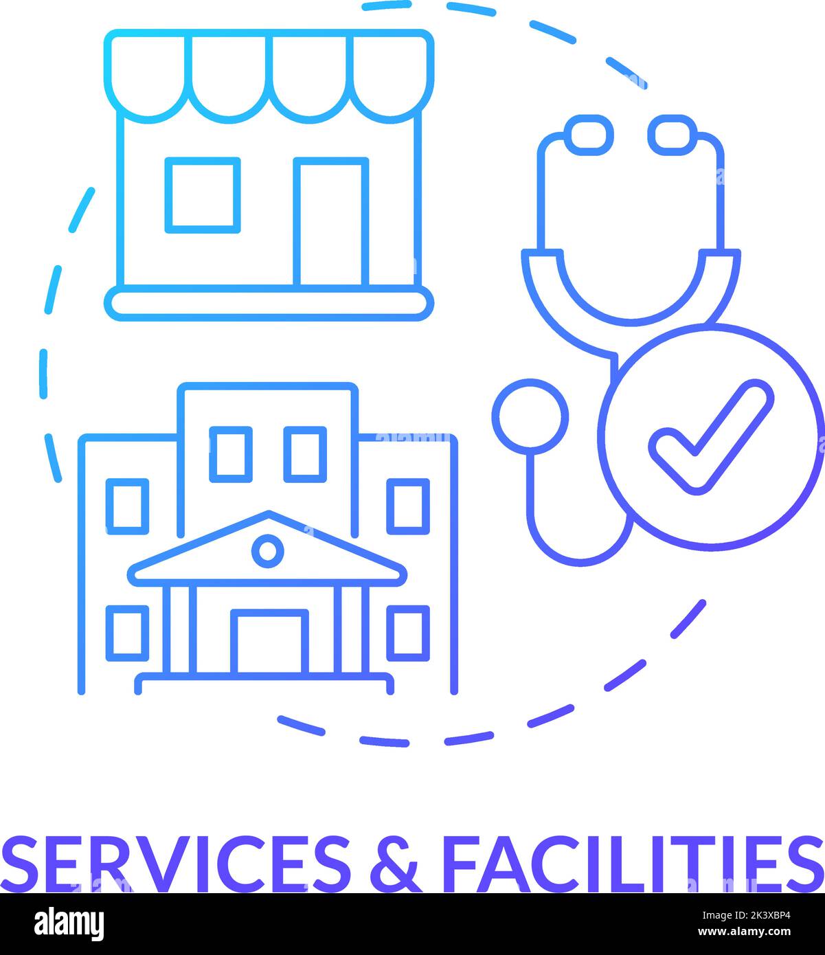 Servizi e strutture Blue Gradient Concept Icon Illustrazione Vettoriale