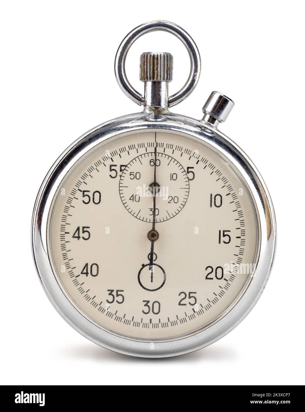 antico cronometro isolato su sfondo bianco Foto Stock