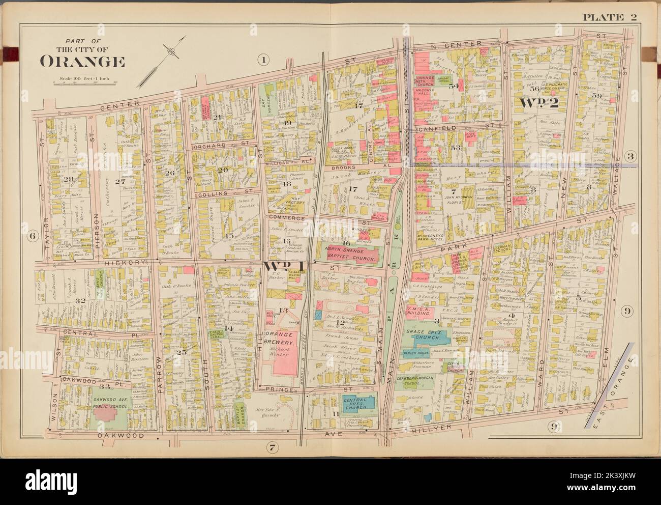 Parte della città di Orange. 2 Mappa delimitata da Center St., N. Center St., Wallace St., Elm St., Hillyer St., Oakwood Ave., Wilson St., Taylor St. Cartographic. Atlanti, carte, carte catastali. 1904. Lionel Pincus e la Principessa Firyal Map Division. Contea di Essex (N.J.), Real Property , New Jersey , Contea di Essex (N.J.) Foto Stock