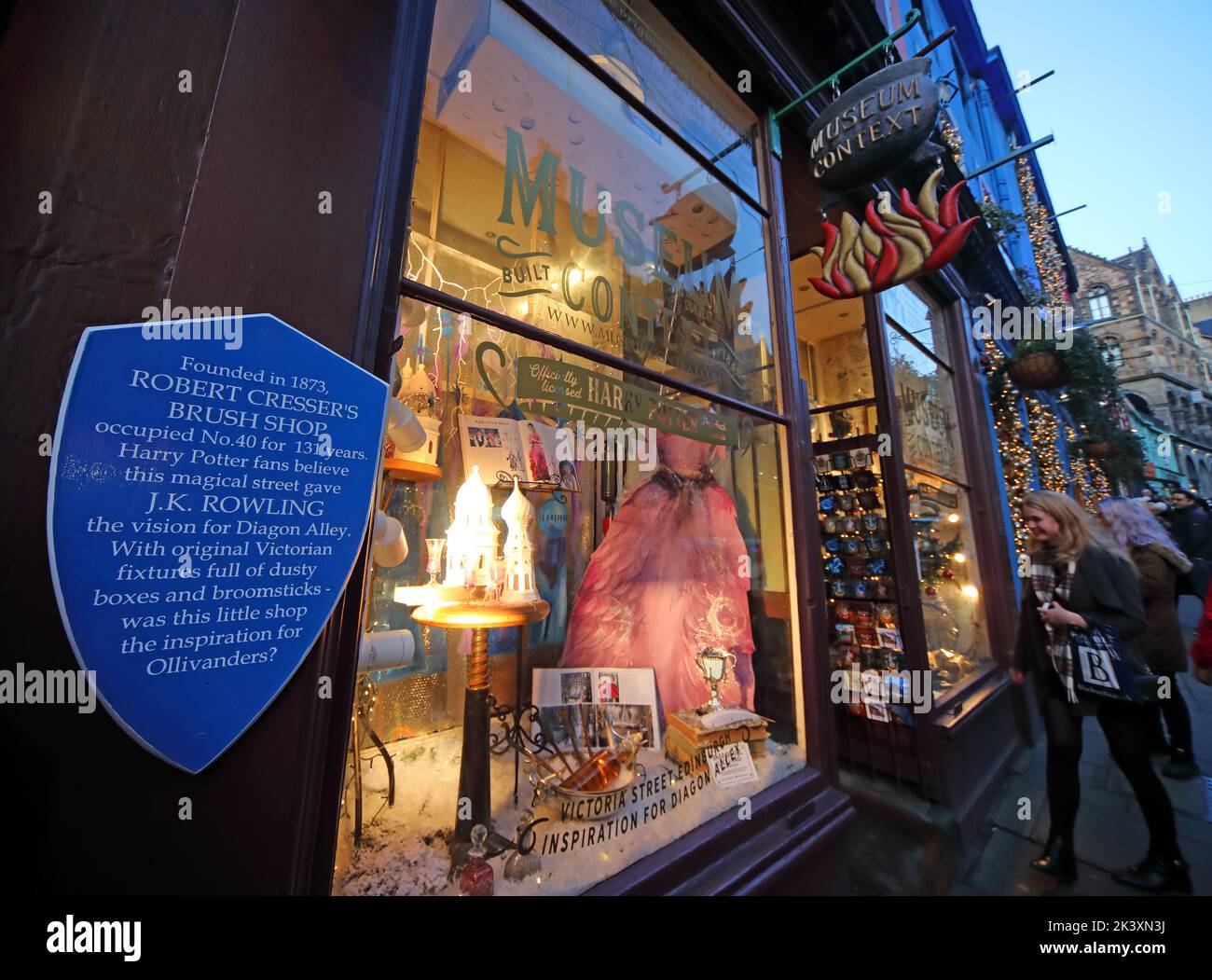 Harry Potters Edinburgh, Robert Cressers Brush Shop, formalmente di 40 Victoria St, Old Town, Edinburgh, Lothian, Scotland, REGNO UNITO, EH1 2JW Foto Stock