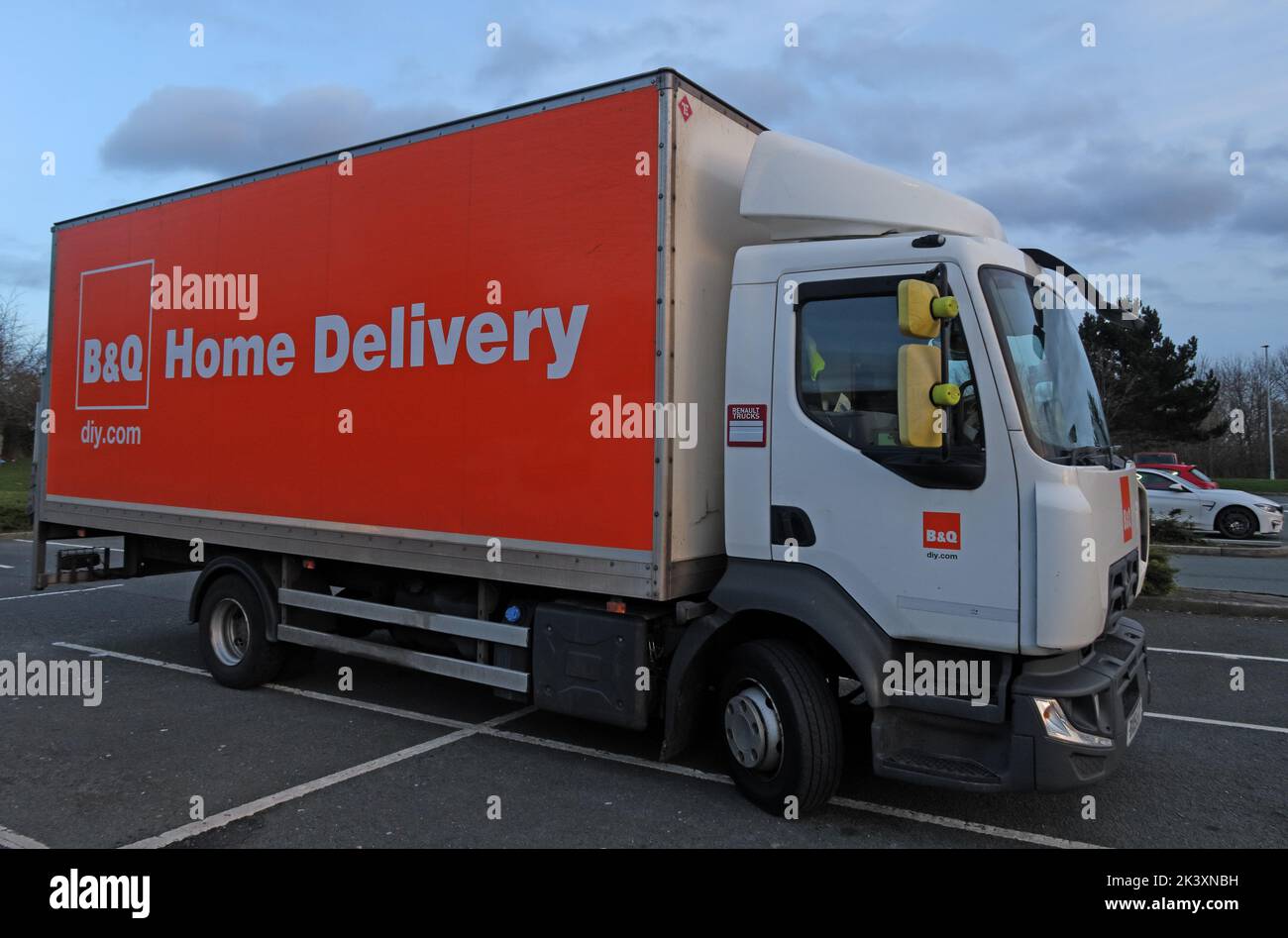 B&Q, B and Q, hardware, vendita al dettaglio, consegna a domicilio, Delph Ln, Newton Rd, Winwick, Warrington, Cheshire, INGHILTERRA, REGNO UNITO, WA2 8RD Foto Stock