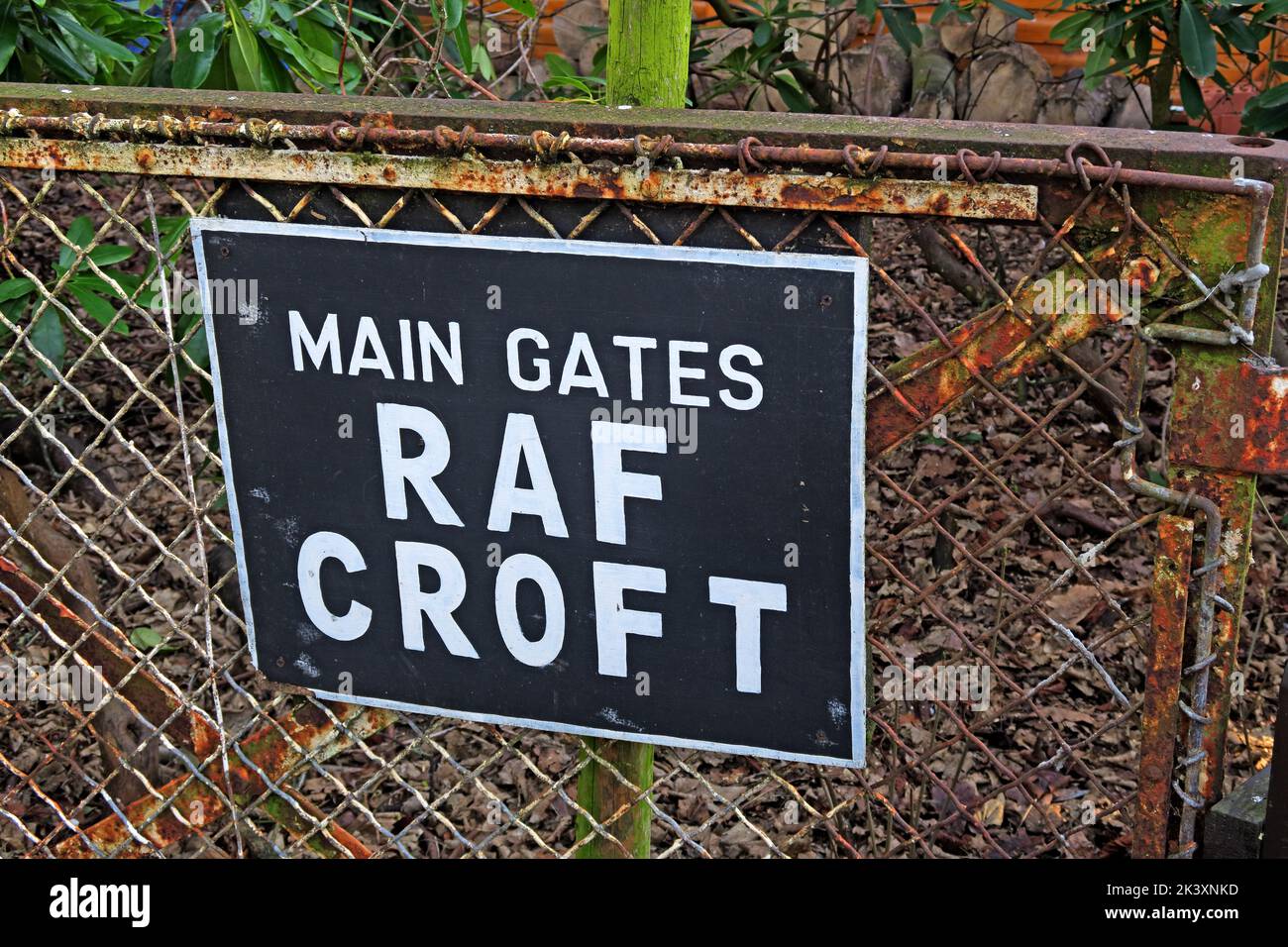 Main Gates, RAF Croft, Warrington, Cheshire, Inghilterra, REGNO UNITO Foto Stock