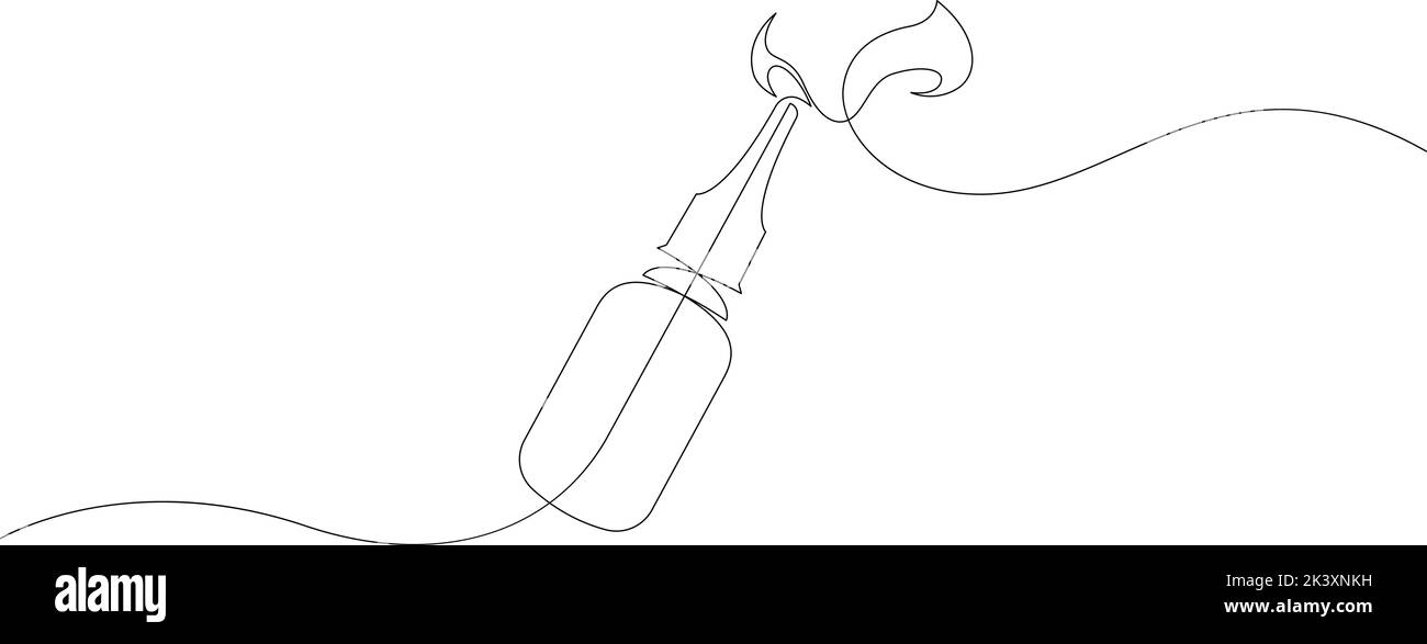 Disegno in linea continua spray nasale. Freddo, naso che cola, rinite. Concetto di medicina. Illustrazione vettoriale Illustrazione Vettoriale