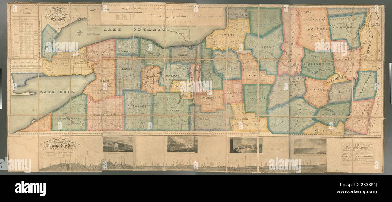 Mappa della parte occidentale dello stato di New York, 1823 Cartographic. Mappe. 1825-01. Lionel Pincus e la Principessa Firyal Map Division. New York (stato), Erie Canal (N.Y.) , Altitudini , grafici, diagrammi, ecc., Geologia , New York (Stato), New York (Stato) , divisioni amministrative e politiche , Mappe, New York (Stato) , Mappe Foto Stock
