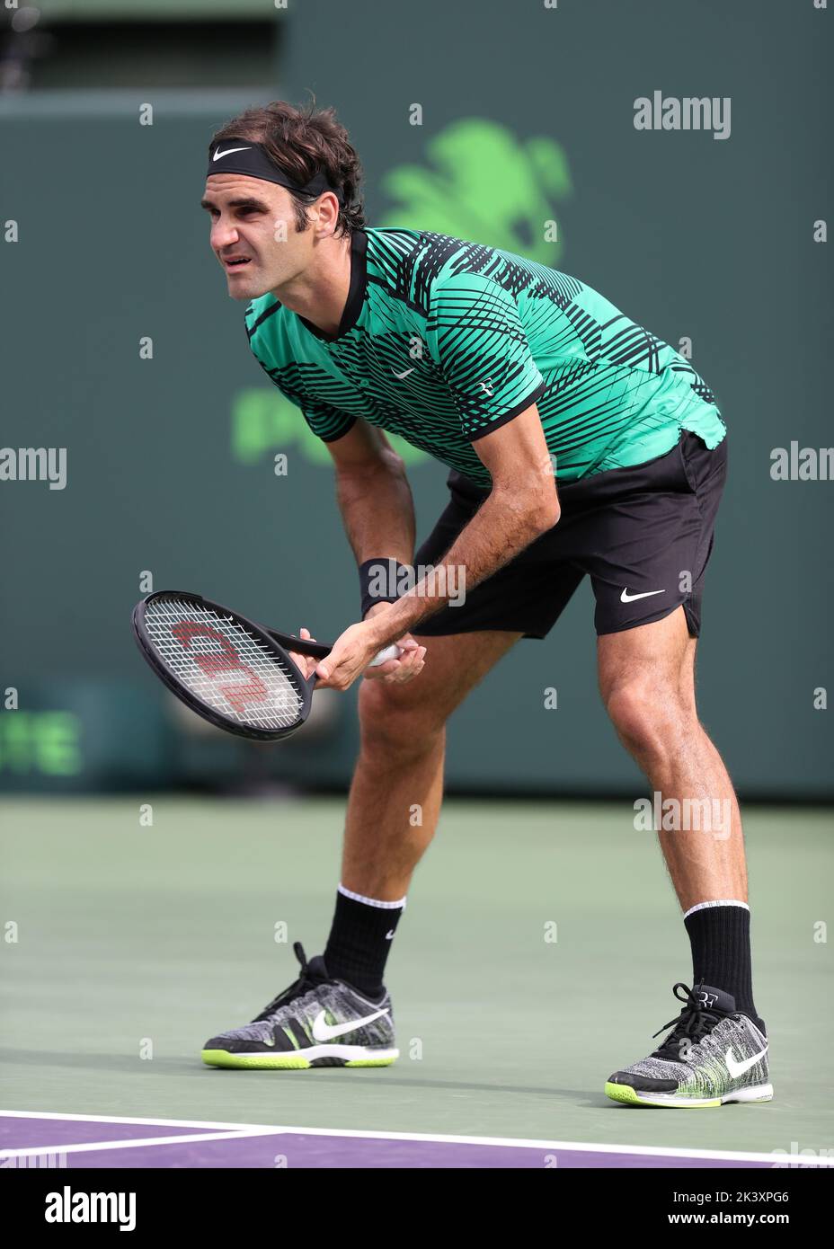 KEY BISCAYNE, FL - 25 MARZO: Rodger Federer il giorno 6 del Miami Open al Crandon Park Tennis Center il 25 marzo 2017 a Key Biscayne, Florida persone: Rodger Federer Foto Stock