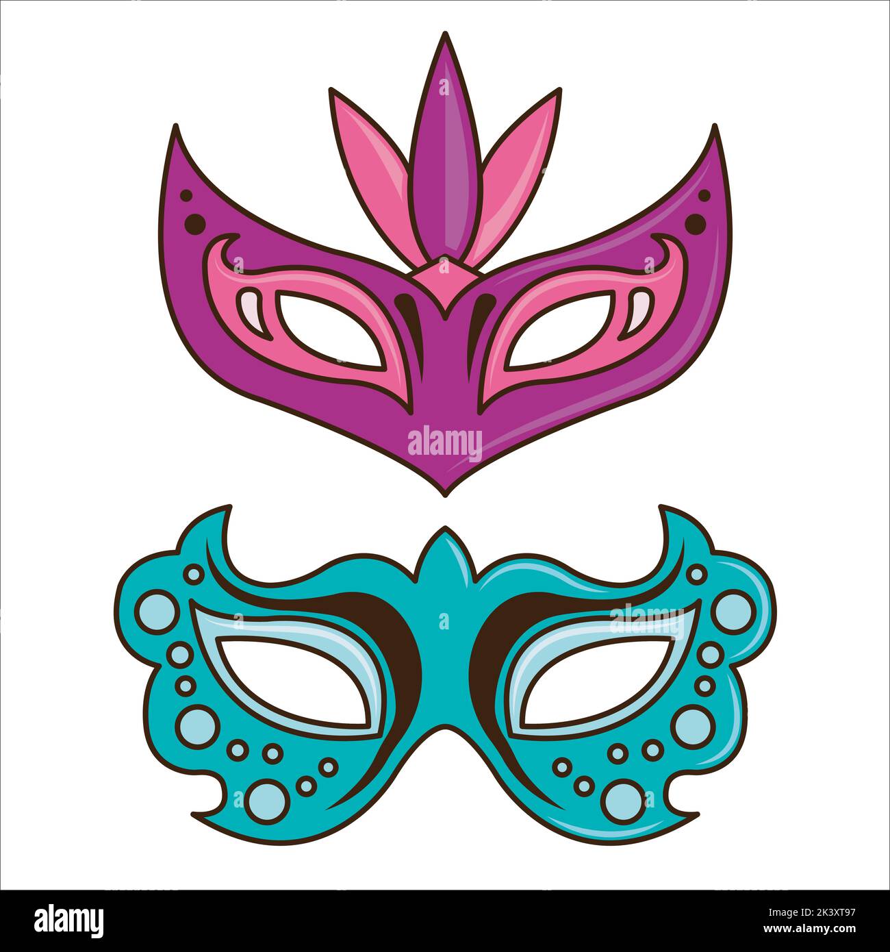 Set vettoriale di maschere a sfera Masquerade Illustrazione isolata su sfondo bianco Illustrazione Vettoriale