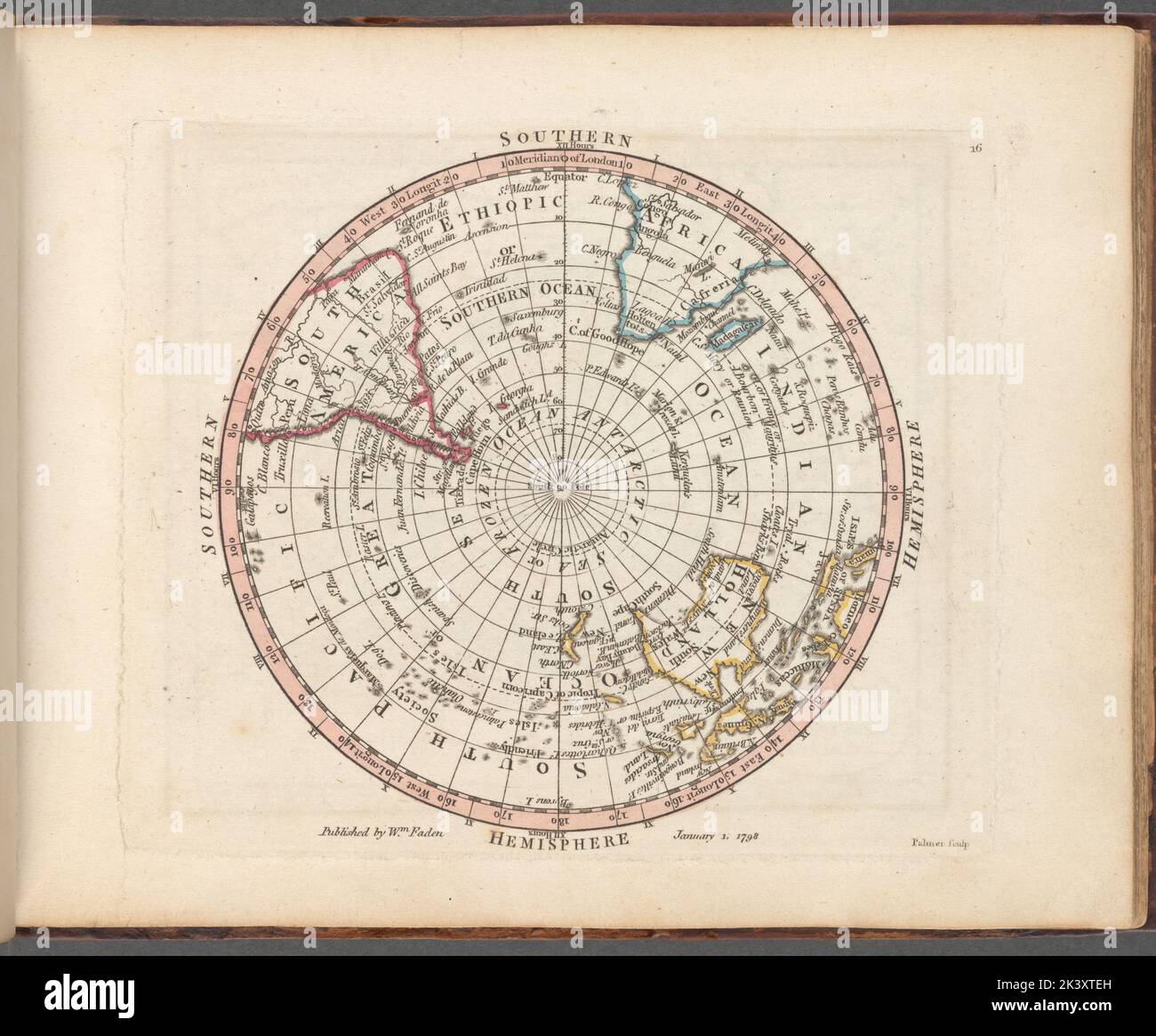 Emisfero Sud 1798 - 1804. Cartografica. Mappe, Atlantici. Lionel Pincus e la Principessa Firyal Map Division. Atlas , Gran Bretagna, Mappe nell'educazione , Inghilterra, geografia storica, Emisfero Sud Foto Stock