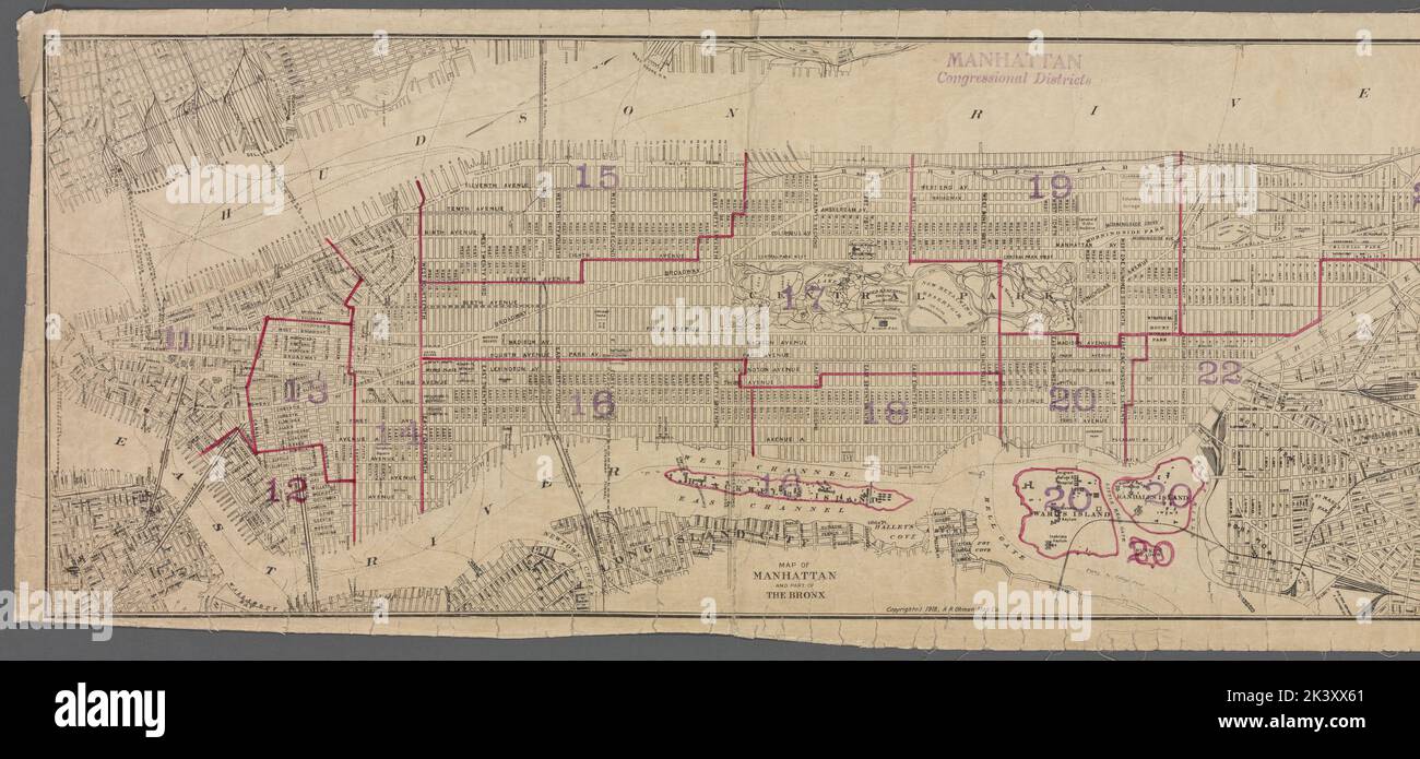 New York City, distretti congressuali : Borough of Manhattan, 1921 1921. Cartografica. Mappe. Lionel Pincus e la Principessa Firyal Map Division Foto Stock