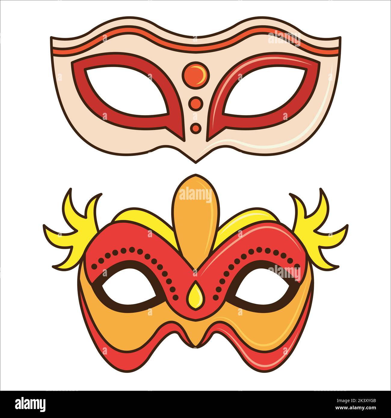 Set vettoriale di maschere a sfera Masquerade Illustrazione isolata su sfondo bianco Illustrazione Vettoriale