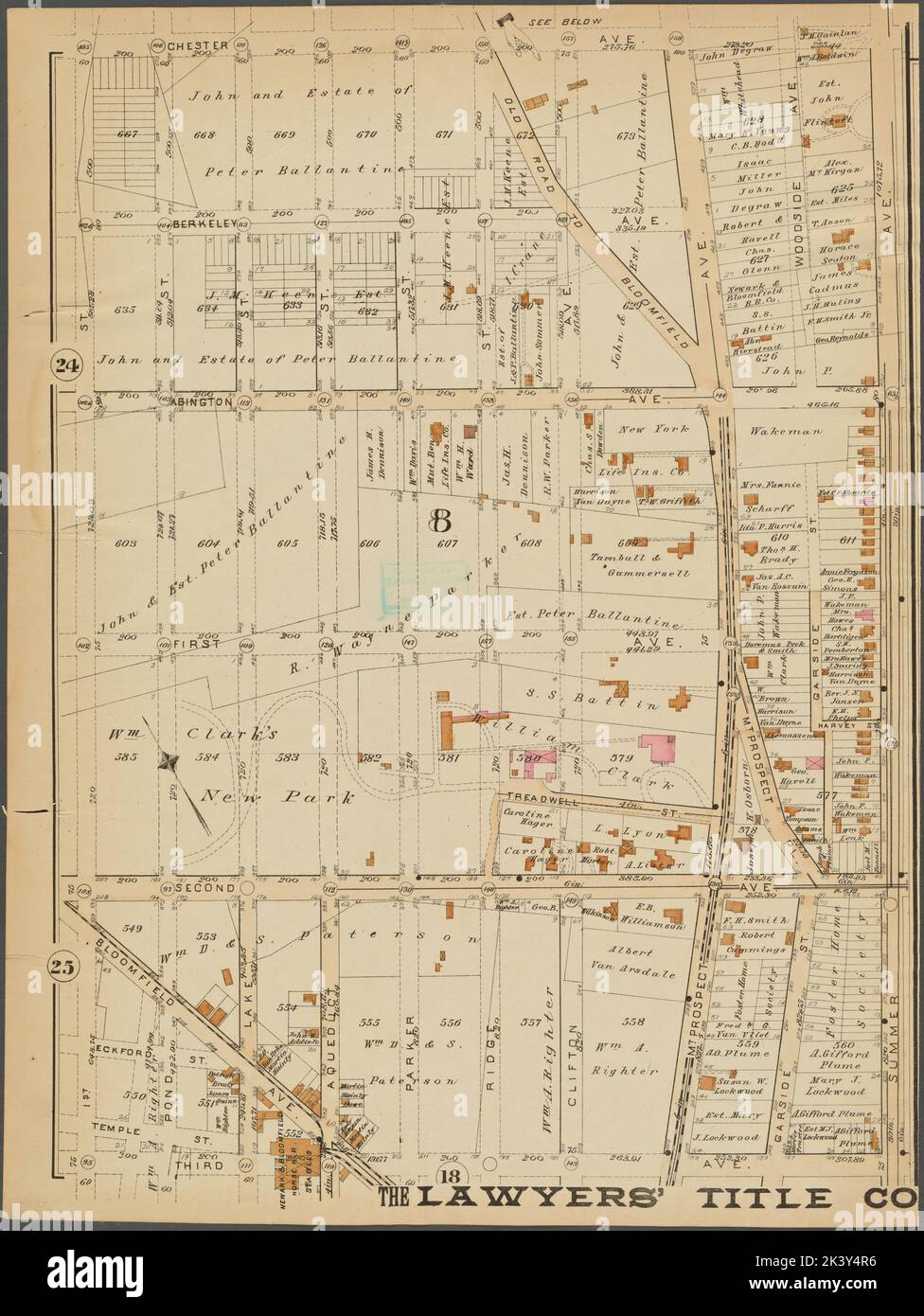 Newark, Double Page Plate No. 23 Mappa delimitata da Chester Ave., Grafton Ave., Summer Ave., Chester Ave., 3rd Ave., 1st St. 1889. Cartografica. Atlanti, mappe, piani, topografia. Lionel Pincus e la Principessa Firyal Map Division. Newark (N.J.) Foto Stock