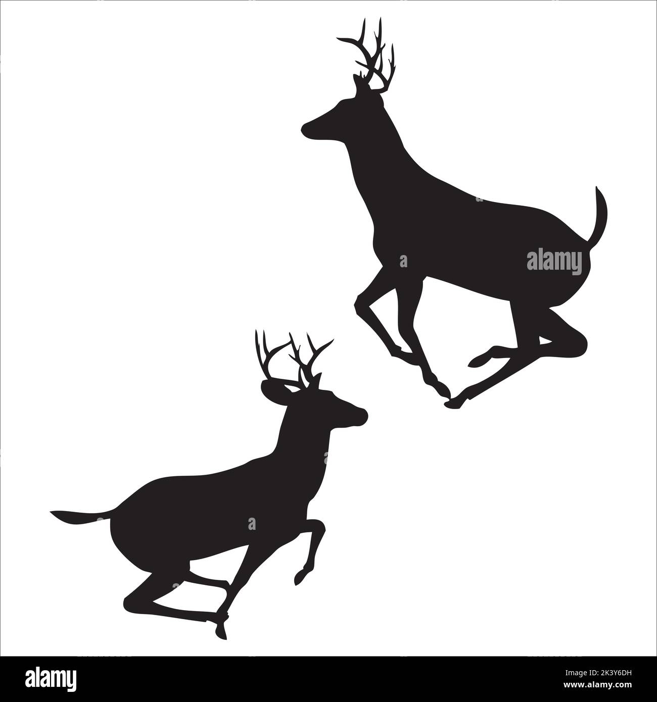 Set vettoriale di Silhouette di cervo Illustrazione isolata su sfondo bianco Illustrazione Vettoriale