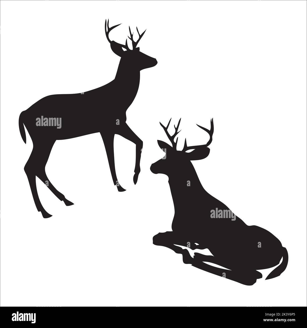 Set vettoriale di Silhouette di cervo Illustrazione isolata su sfondo bianco Illustrazione Vettoriale