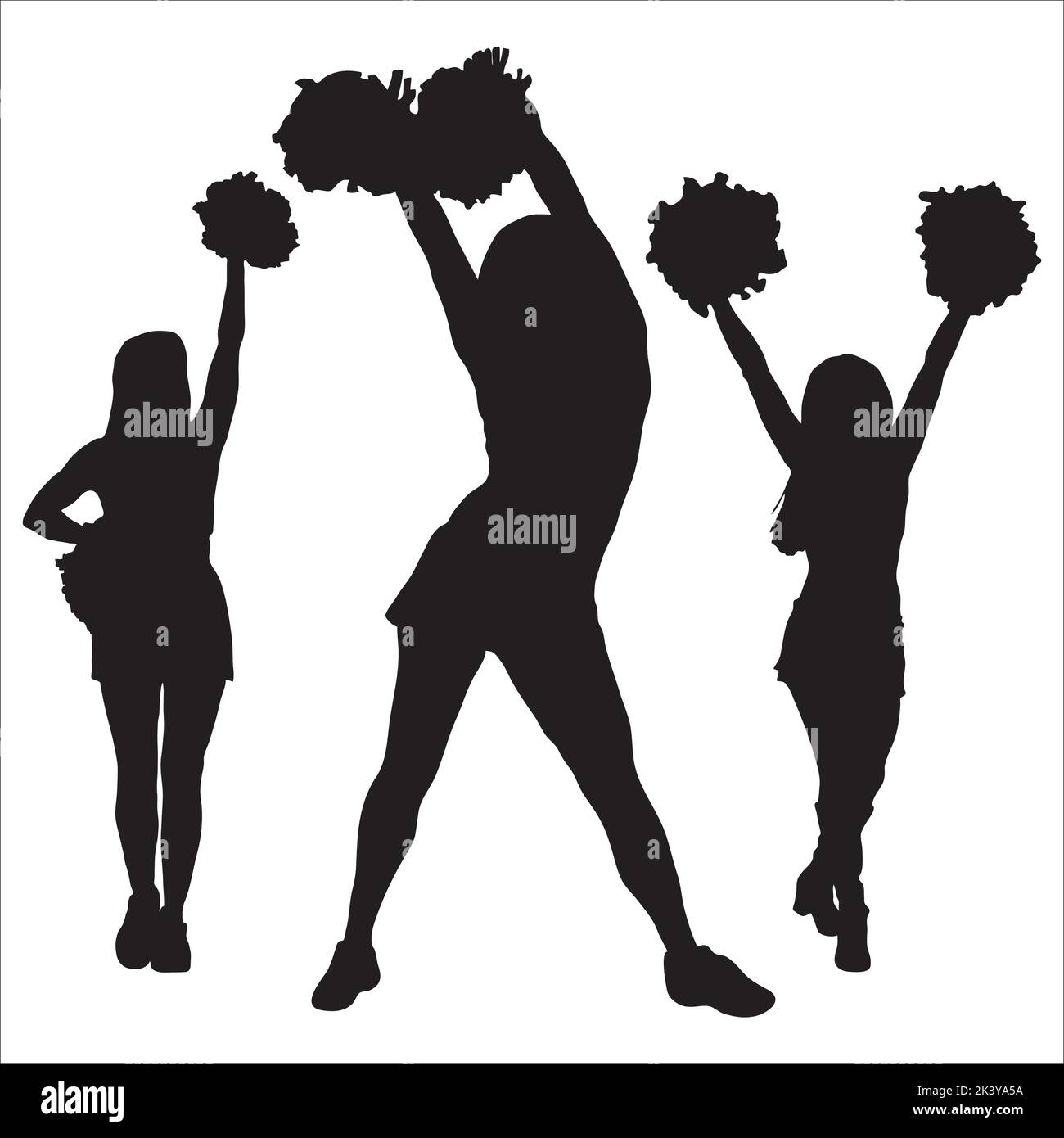 Set vettoriale di Silhouette Girl Cheerleader Illustrazione isolato su sfondo bianco Illustrazione Vettoriale