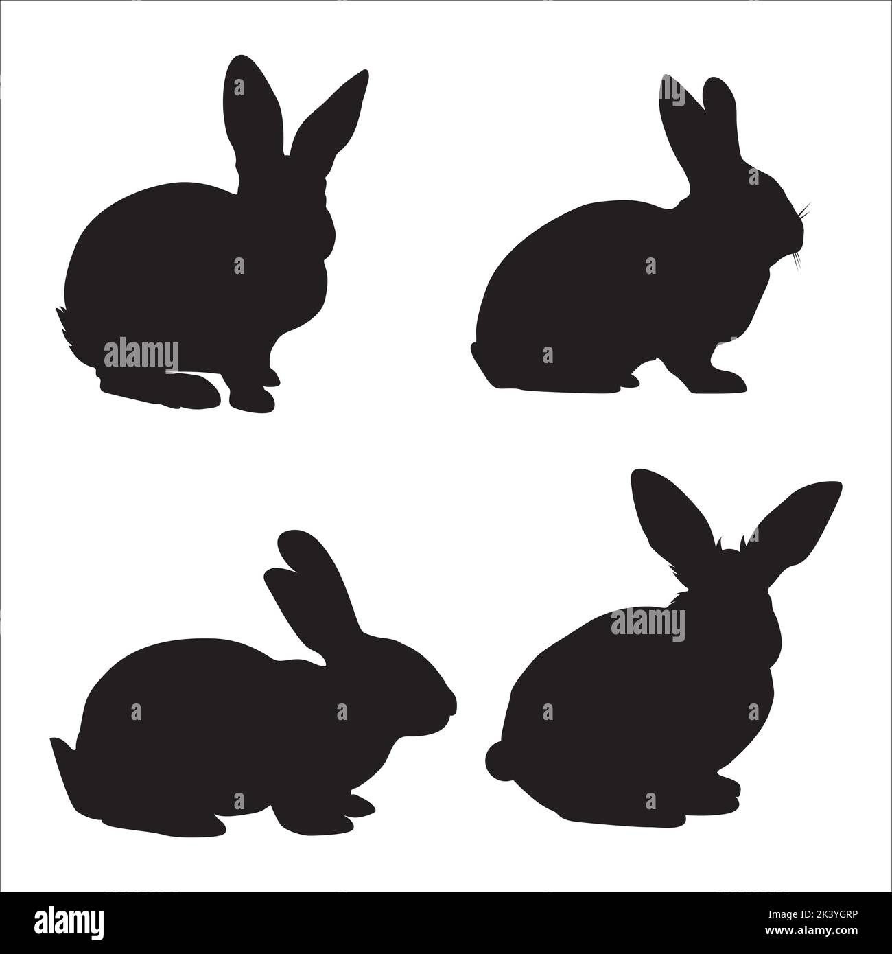 Set vettoriale di conigli Silhouette animali Illustrazione isolata su sfondo bianco Illustrazione Vettoriale