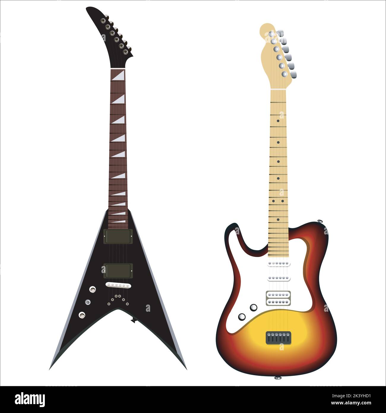 Set vettoriale di chitarra elettrica Illustrazione isolata su sfondo bianco Illustrazione Vettoriale