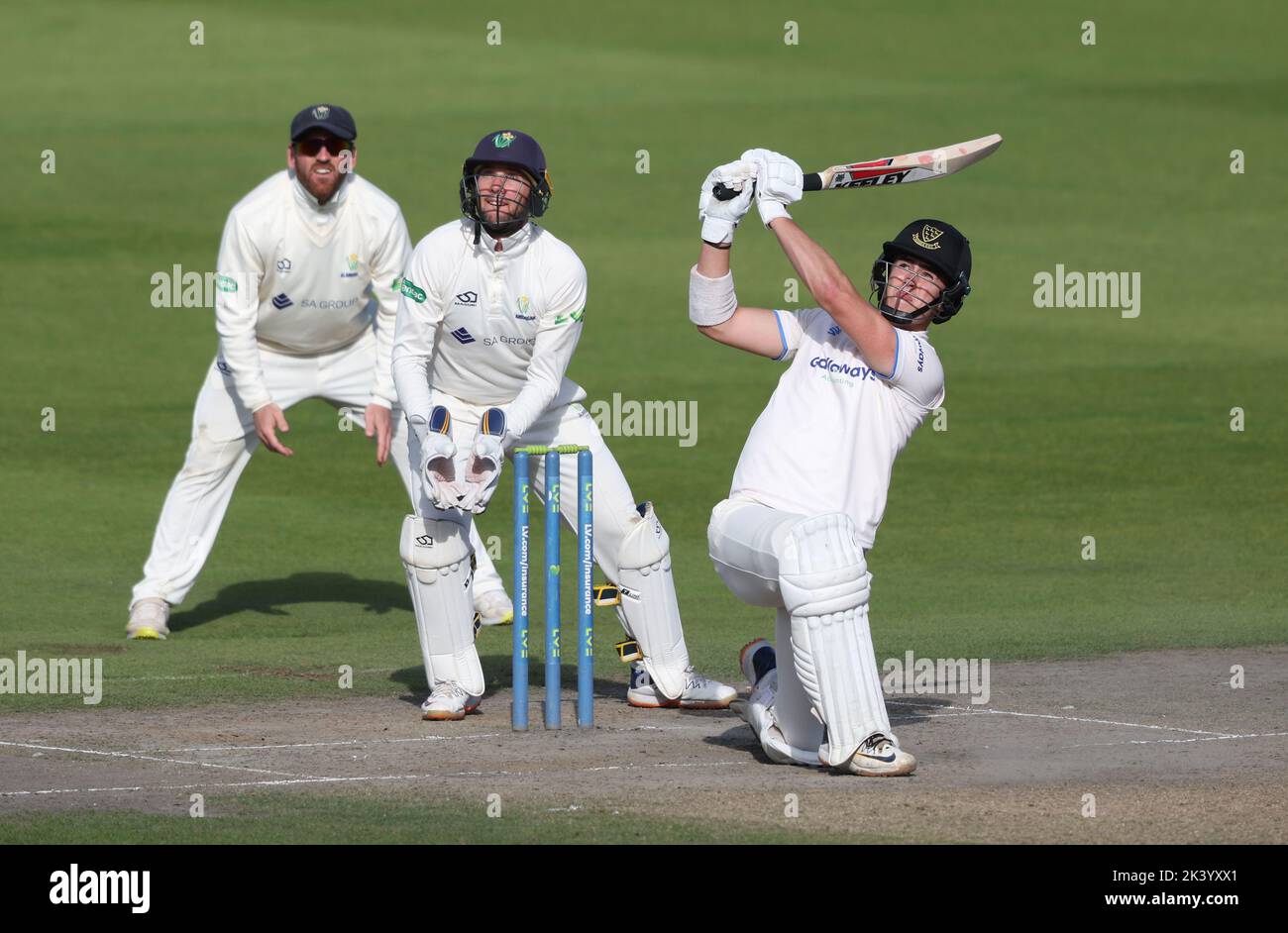 Hove, Regno Unito 28th settembre 2022 : Batting di Sussex Ali Orr durante la LV= Insurance County Championship Division due match tra Sussex e Glamorgan al Central County Ground 1st di Hove. Foto Stock