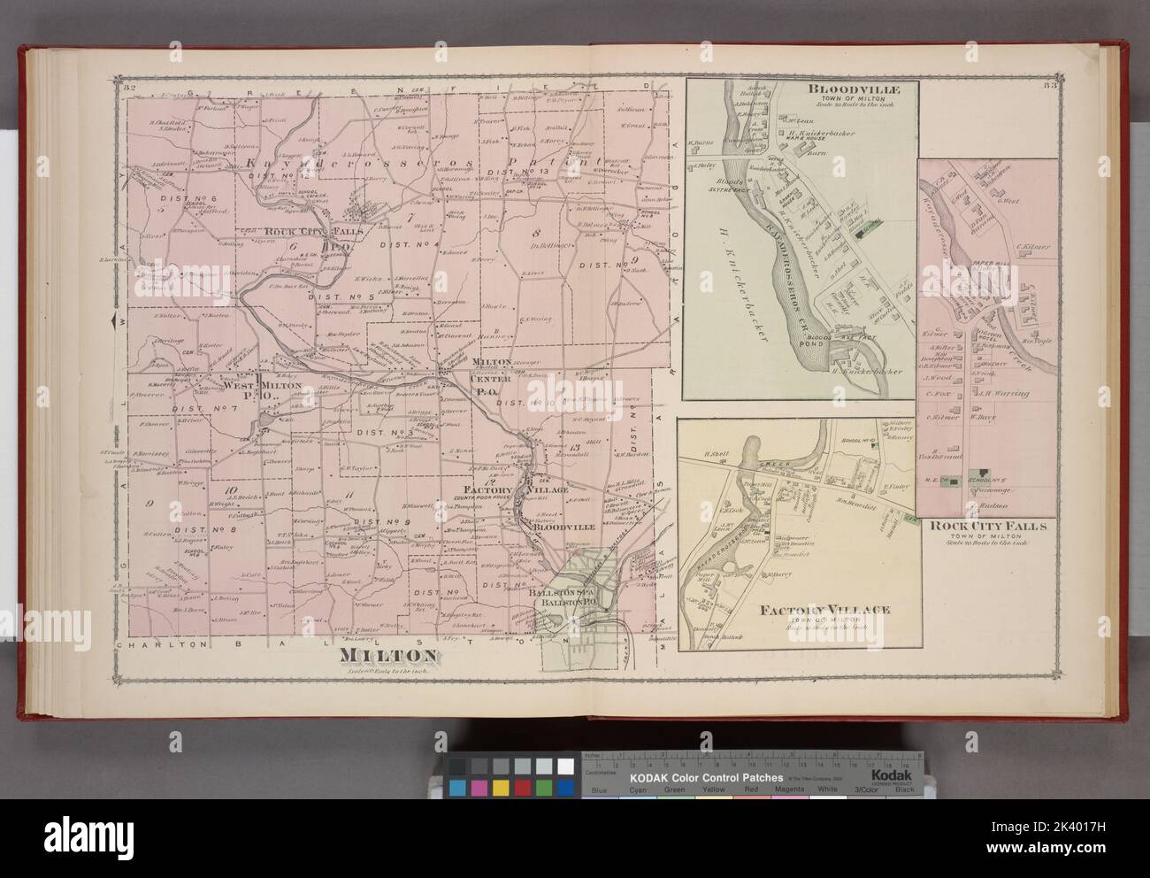 Milton Township; Bloodville Village; Factory Village Village; Rock City Falls Village Cartographic. Atlanti, Mappe. 1876. Lionel Pincus e la Principessa Firyal Map Division. Real Property , New York (state) Foto Stock