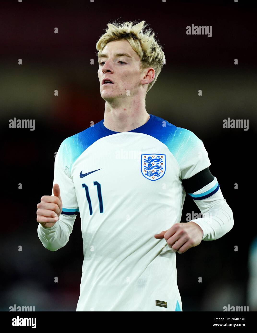 Anthony Gordon in Inghilterra durante la partita internazionale amichevole Under-21 a Bramall Lane, Sheffield. Data immagine: Martedì 27 settembre 2022. Foto Stock