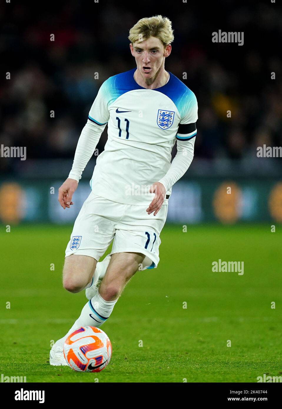 Anthony Gordon in Inghilterra durante la partita internazionale amichevole Under-21 a Bramall Lane, Sheffield. Data immagine: Martedì 27 settembre 2022. Foto Stock