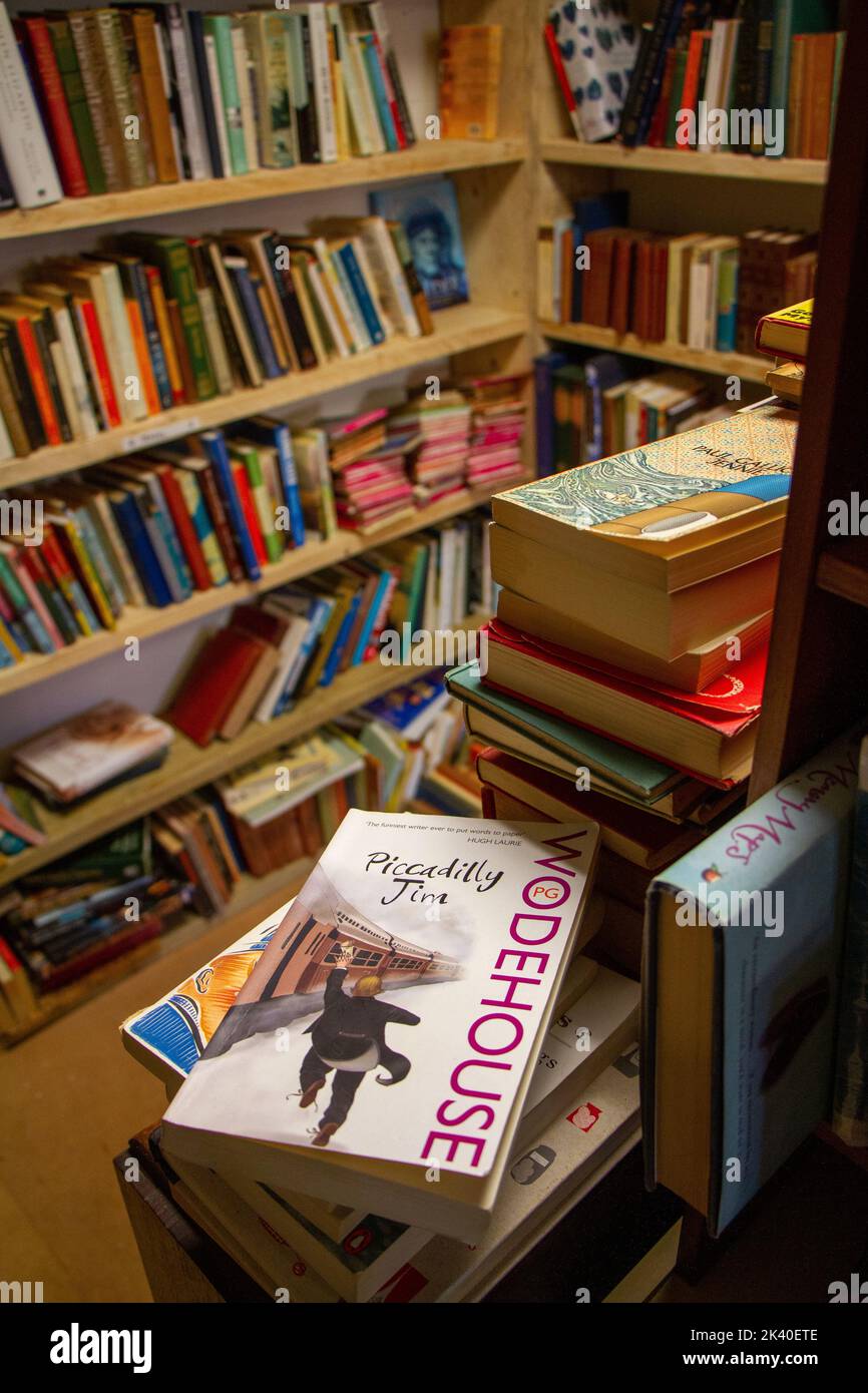 Una libreria di seconda mano tradizionalmente affollata Foto Stock