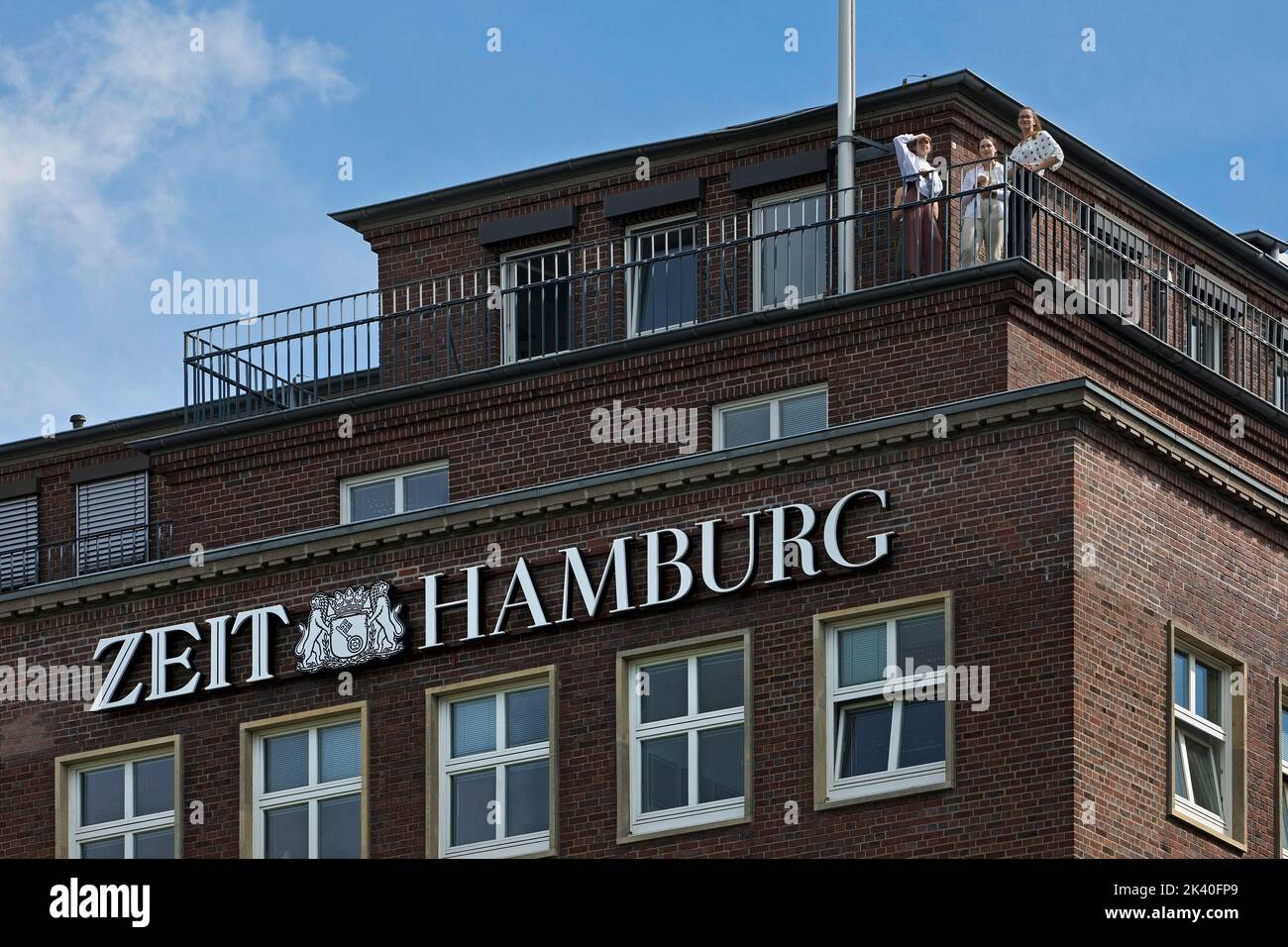 Zeitverlag, logo della Helmut-Schmidt-Haus di Amburgo, Germania, Amburgo Foto Stock