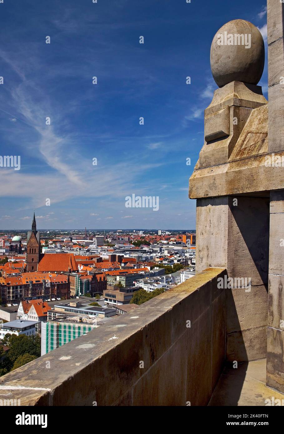 Nuovo Municipio, vista panoramica dalla Torre del Municipio in direzione est, Germania, bassa Sassonia, Hannover Foto Stock