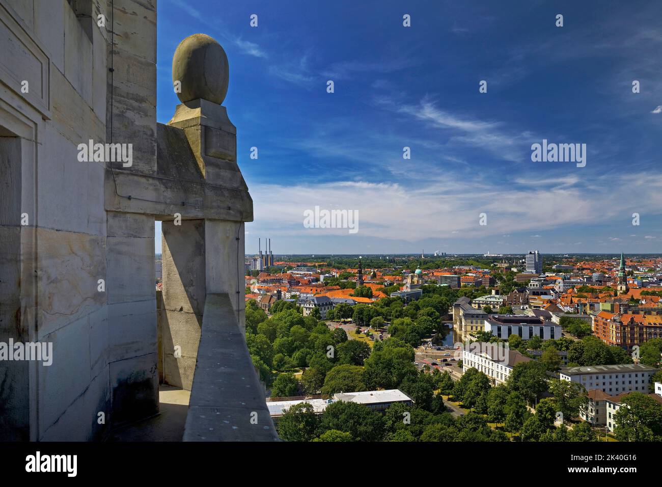Nuovo Municipio, vista panoramica dalla Torre del Municipio in direzione nord, Germania, bassa Sassonia, Hannover Foto Stock