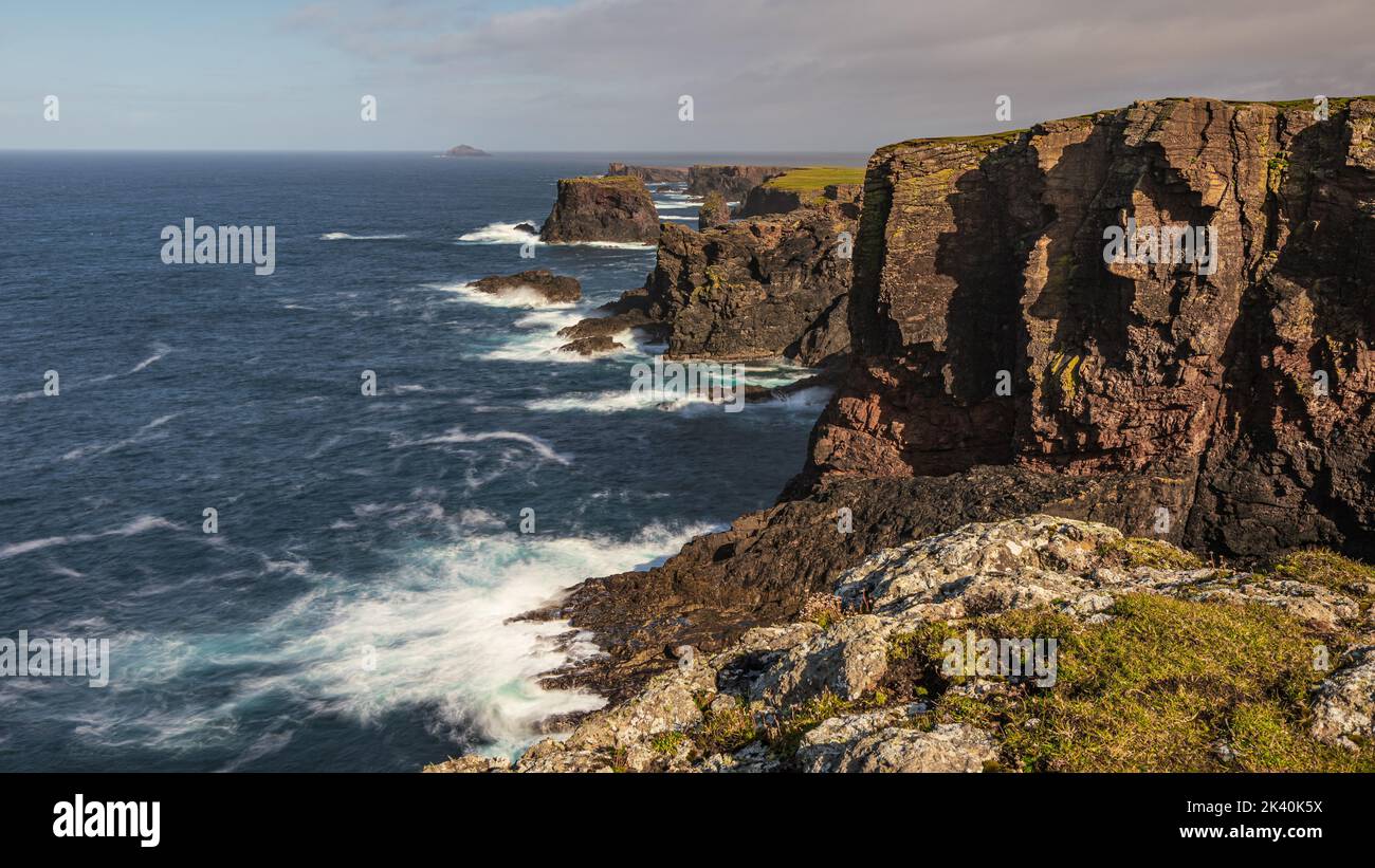 Scogliere di Eshaness, Shetland Foto Stock