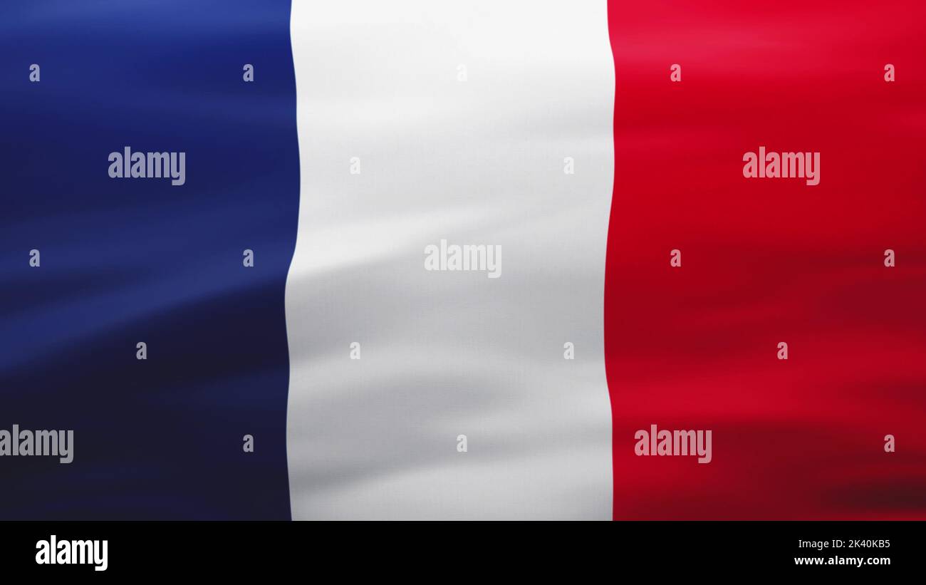 Bandiera francese, trama di seta increspata - immagine frontale 3D Foto Stock