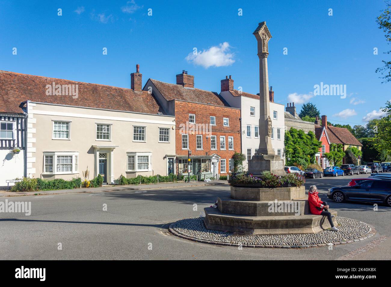 War Memorial, Royal Square, Dedham, Essex, Inghilterra, Regno Unito Foto Stock