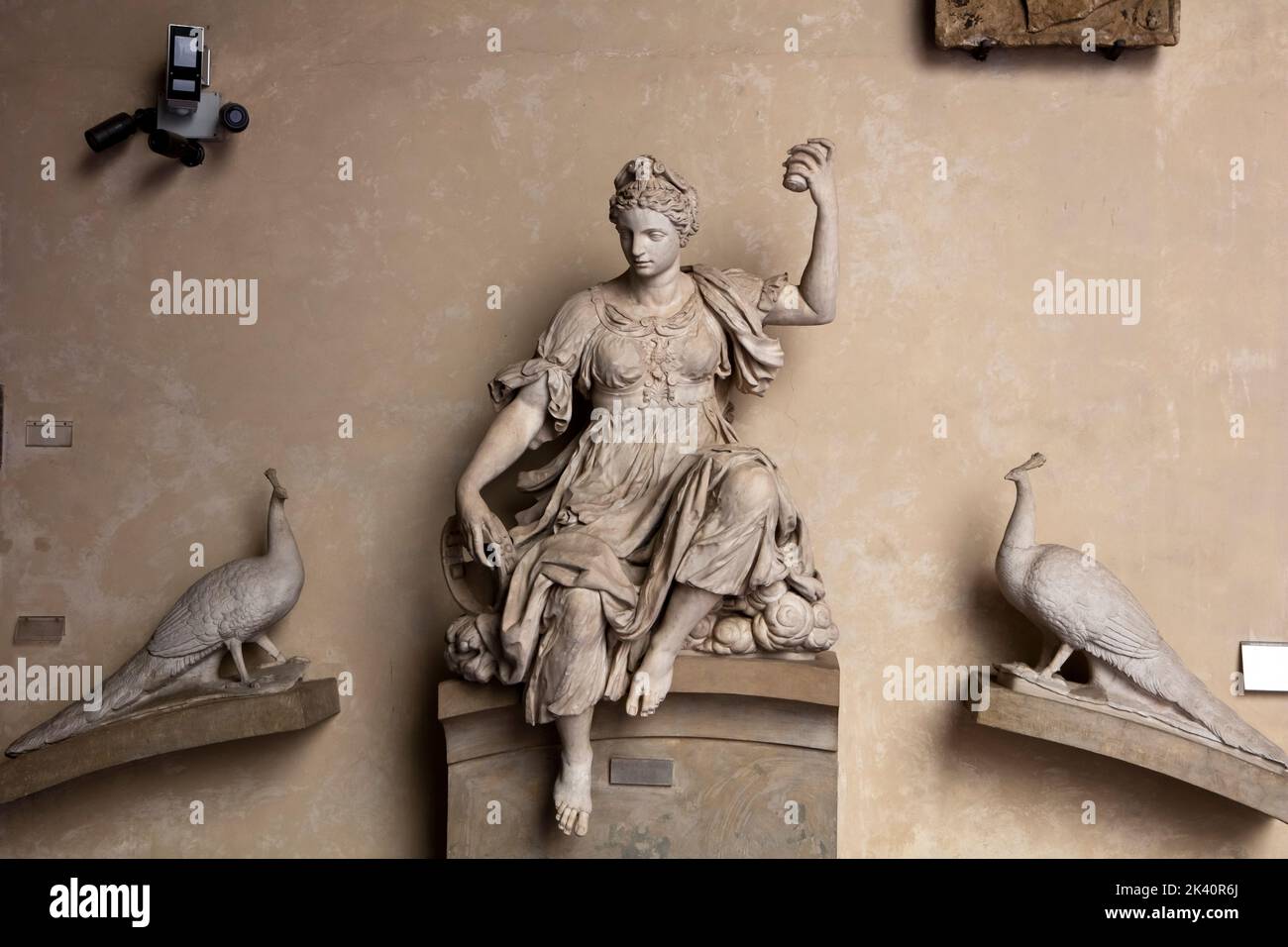 La statua manierista di Juno, originariamente in cima all'elegante curva della fontana creata da Ammannati per il Granduca Cosimo i di Toscana. Foto Stock