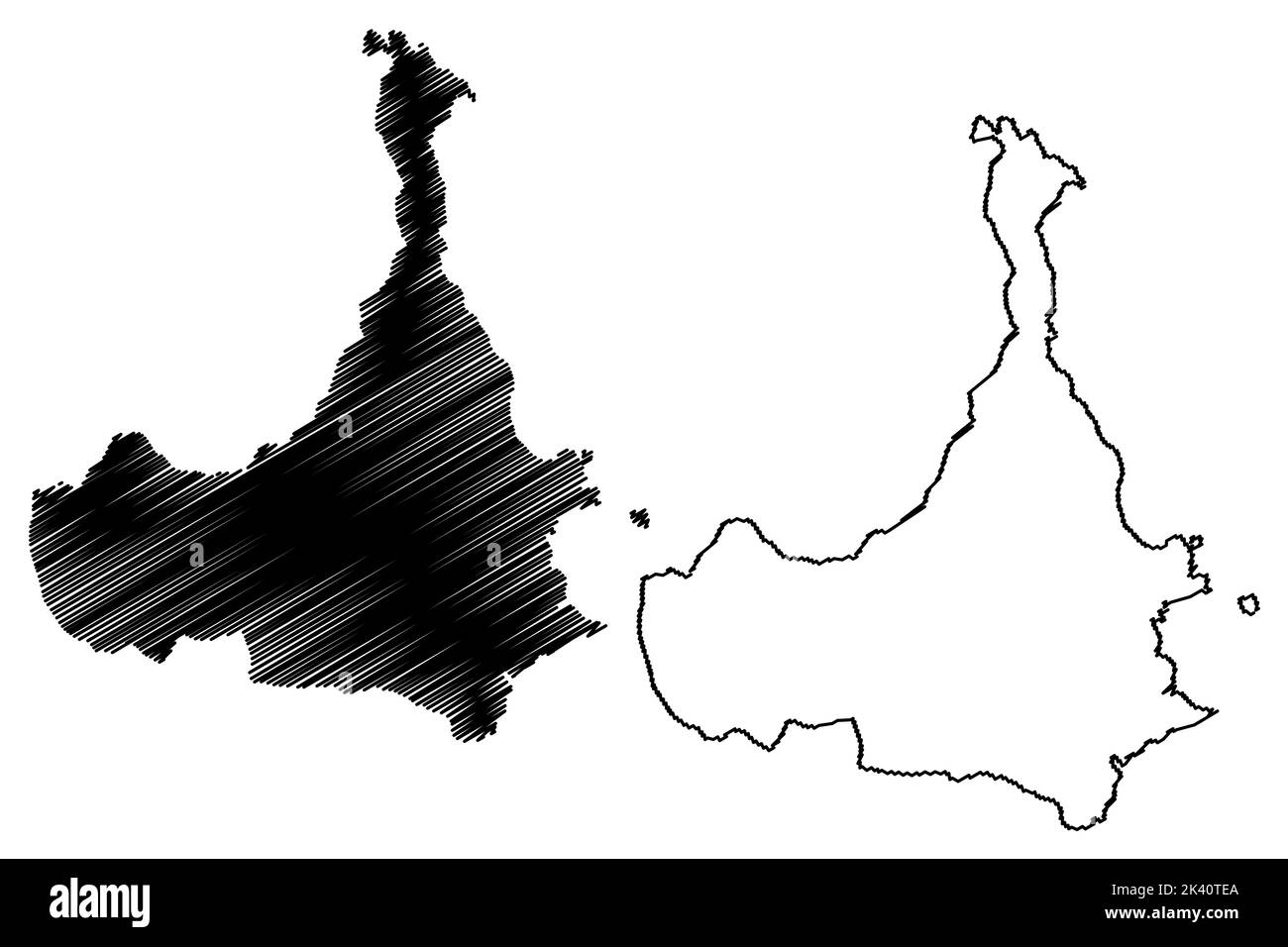 Isola di Pianosa (Repubblica Italiana, Arcipelago Toscano) mappa illustrazione vettoriale, schizza mappa Isola di Pianosa Illustrazione Vettoriale