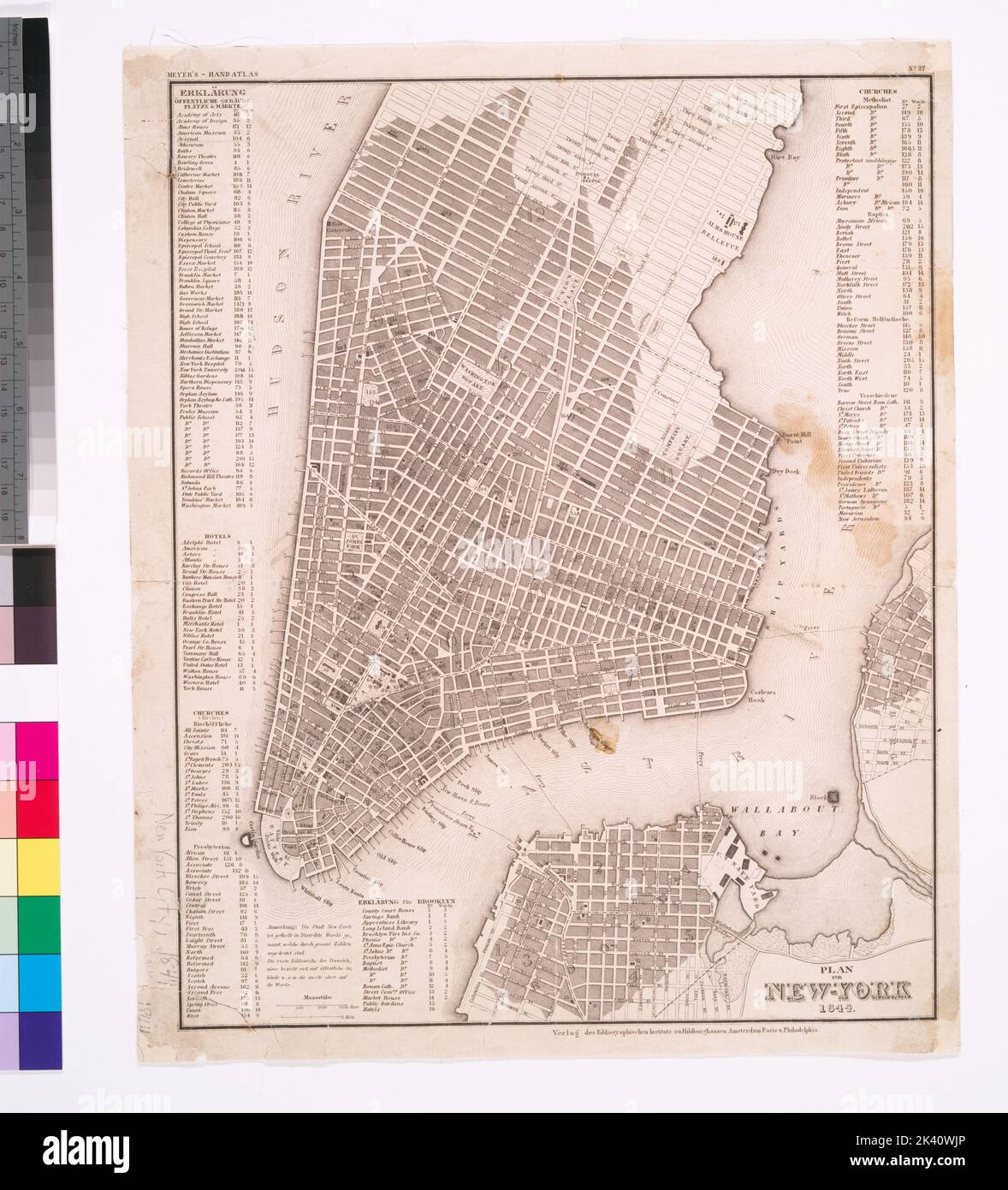 Plan von New York, 1844. Cartografica. Mappe. 1844. Lionel Pincus e la Principessa Firyal Map Division. Manhattan (New York, N.Y.) , Mappe, New York (N.Y.) , Divisioni amministrative e politiche , carte geografiche, New York (N.Y.) , Mappe Foto Stock